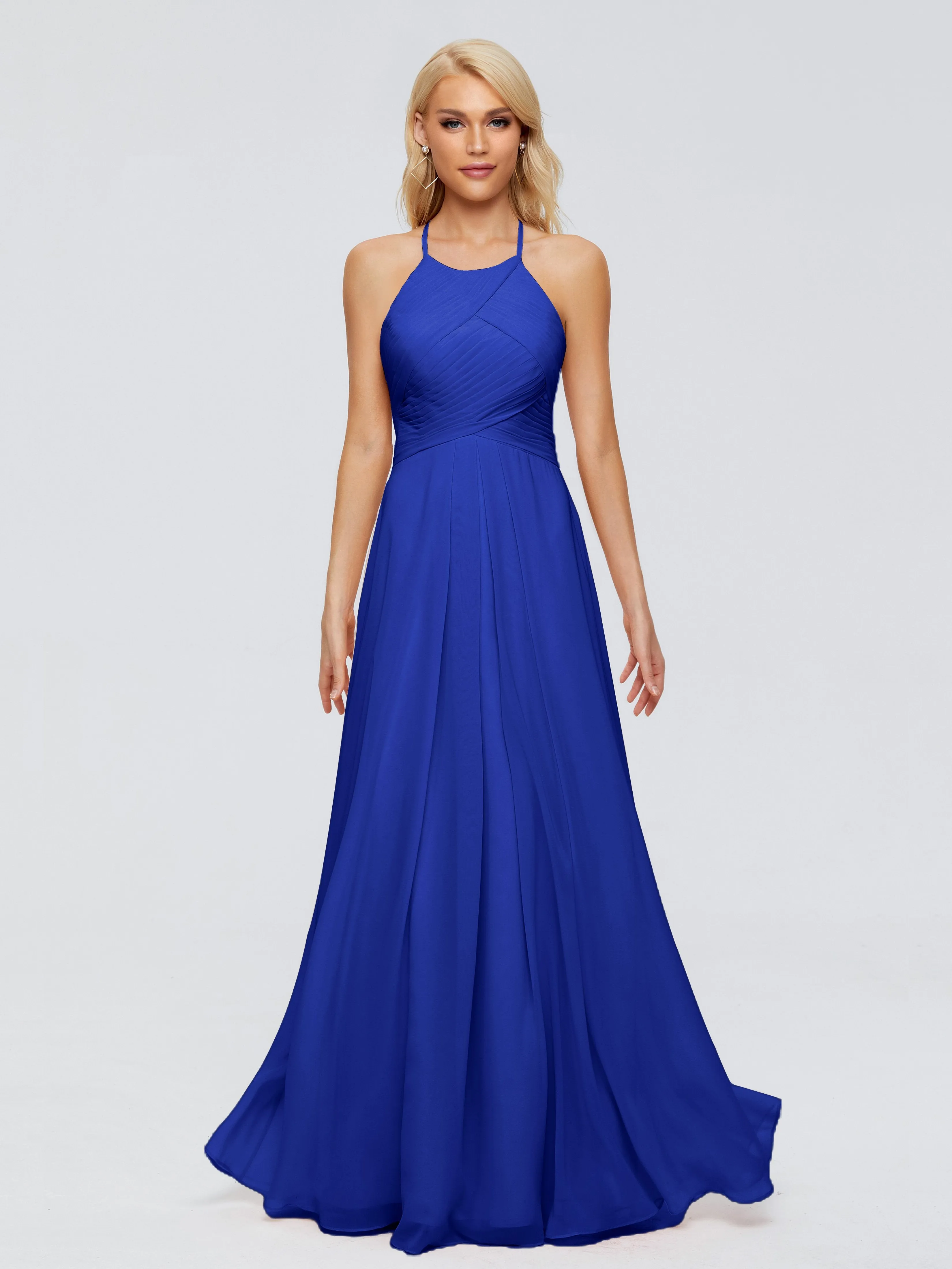 Finley Charming Halter Ruched Chiffon Bridesmaid Dresses