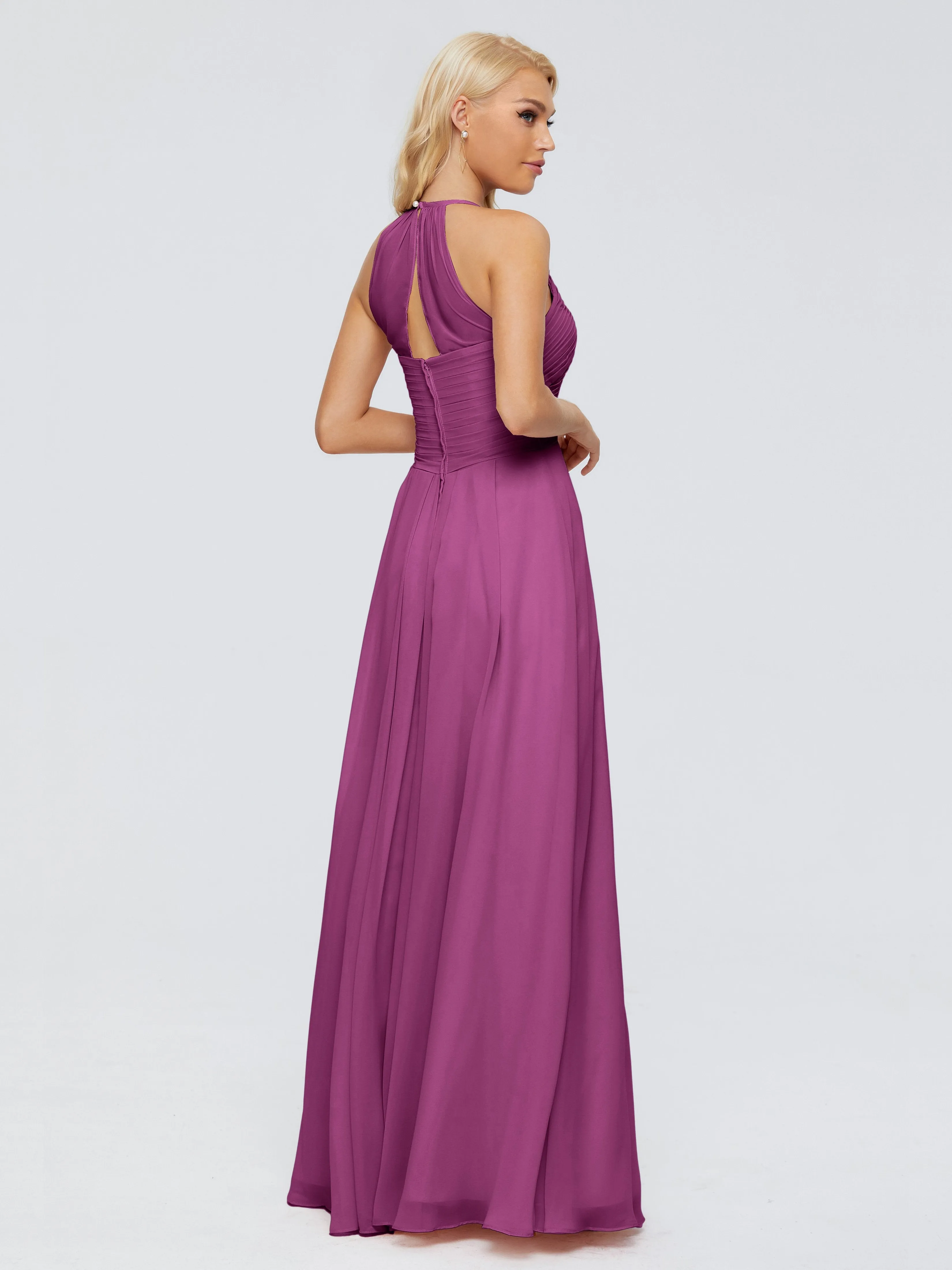 Finley Charming Halter Ruched Chiffon Bridesmaid Dresses