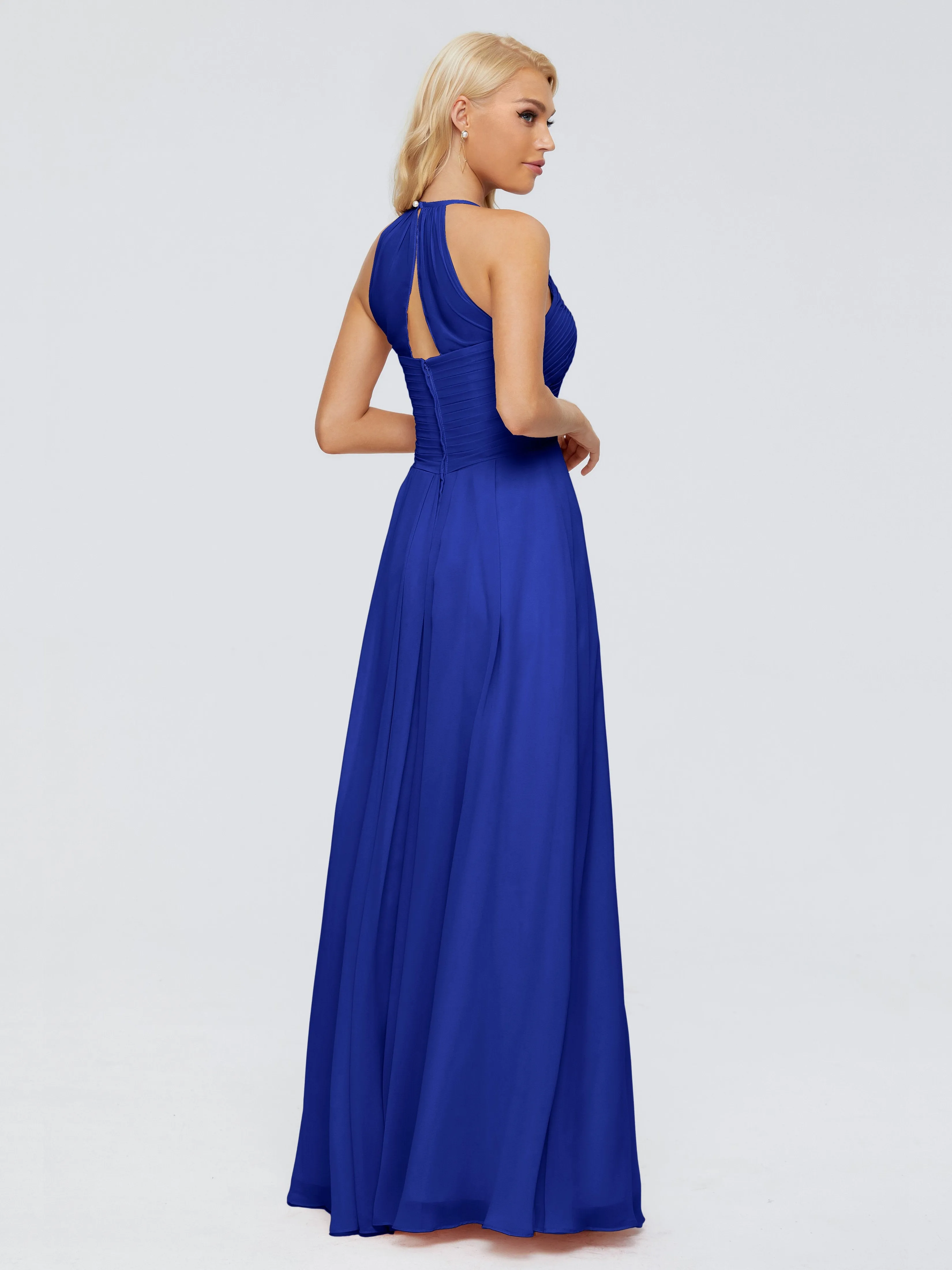 Finley Charming Halter Ruched Chiffon Bridesmaid Dresses