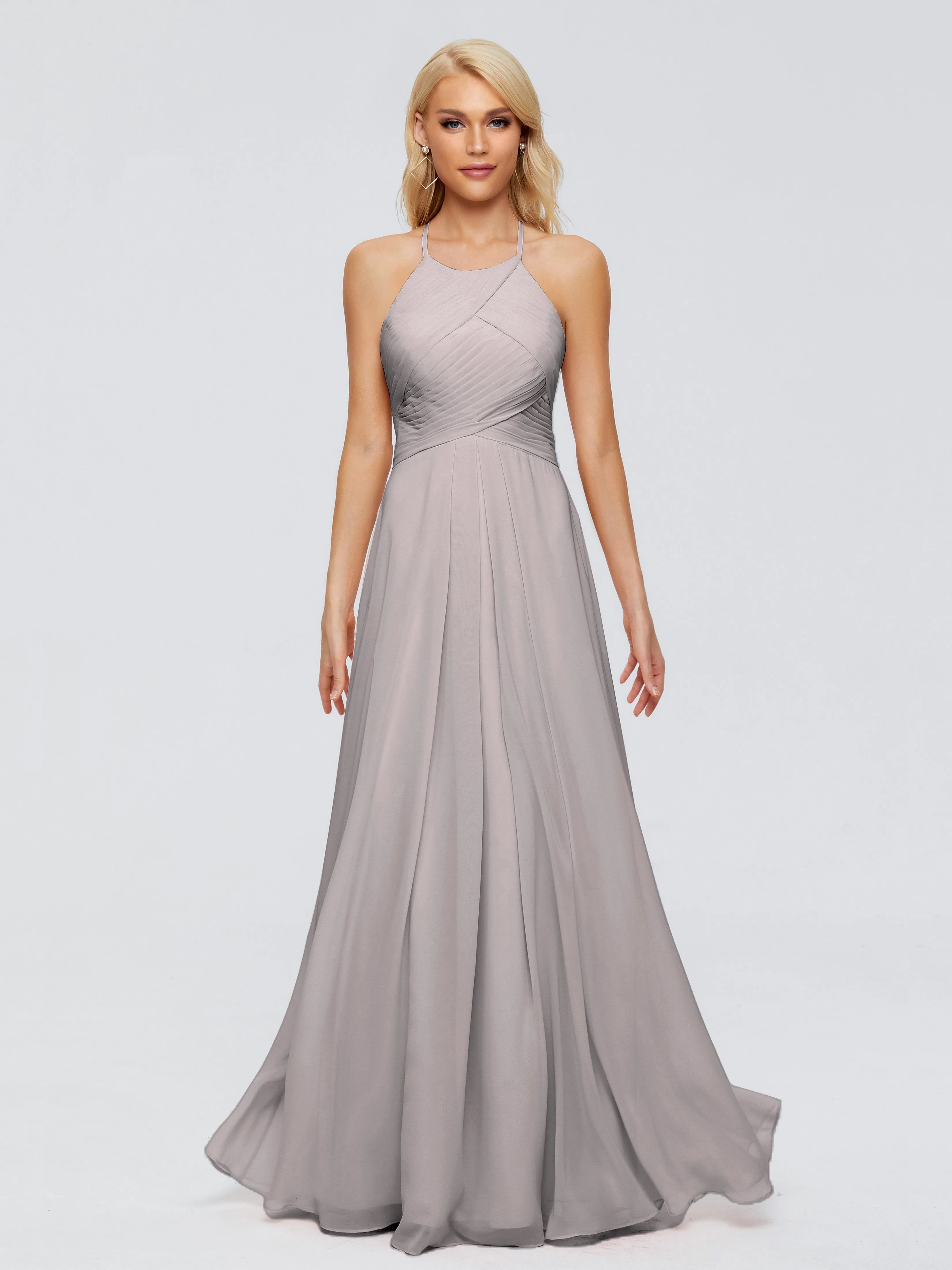 Finley Charming Halter Ruched Chiffon Bridesmaid Dresses