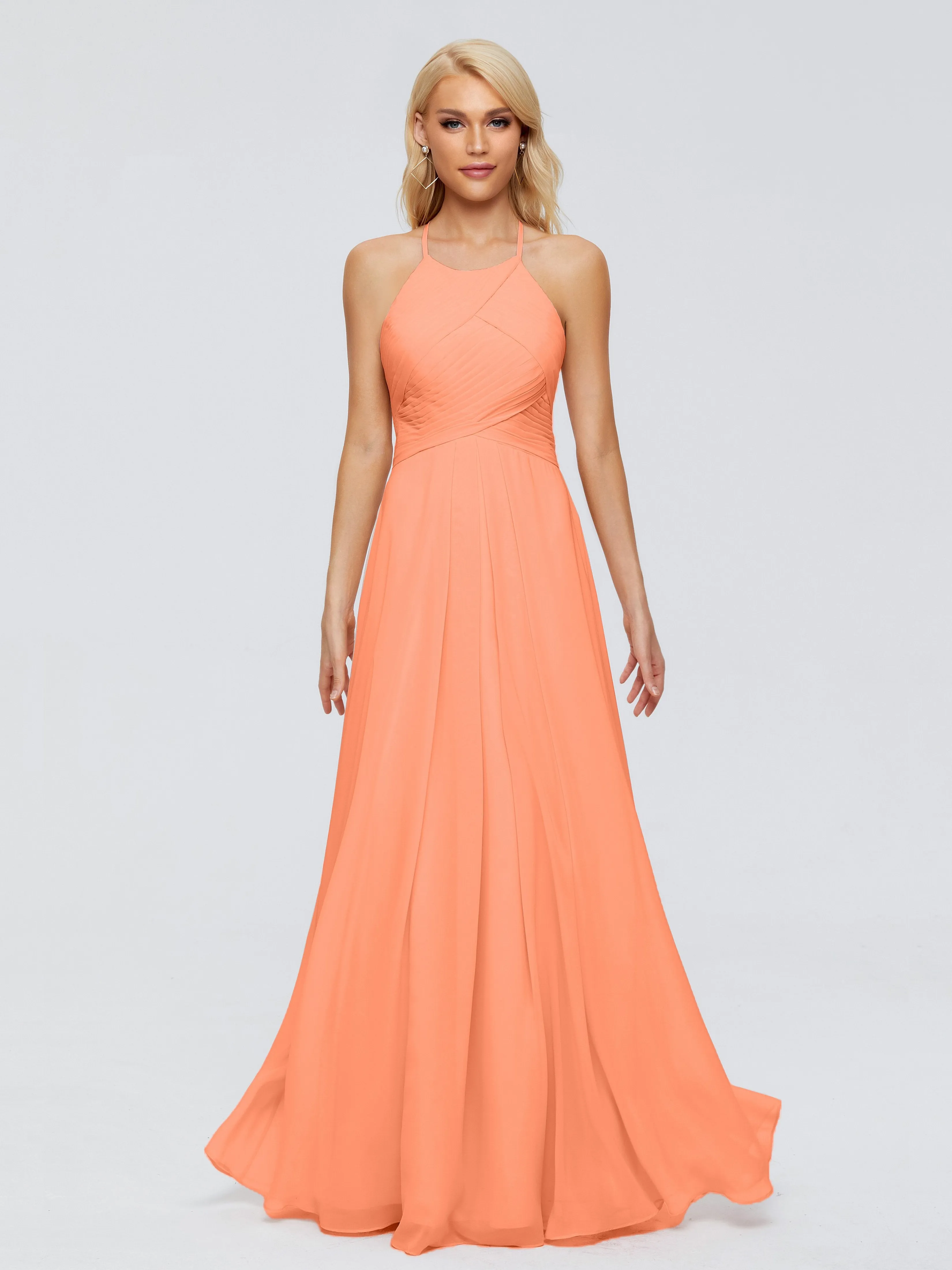 Finley Charming Halter Ruched Chiffon Bridesmaid Dresses