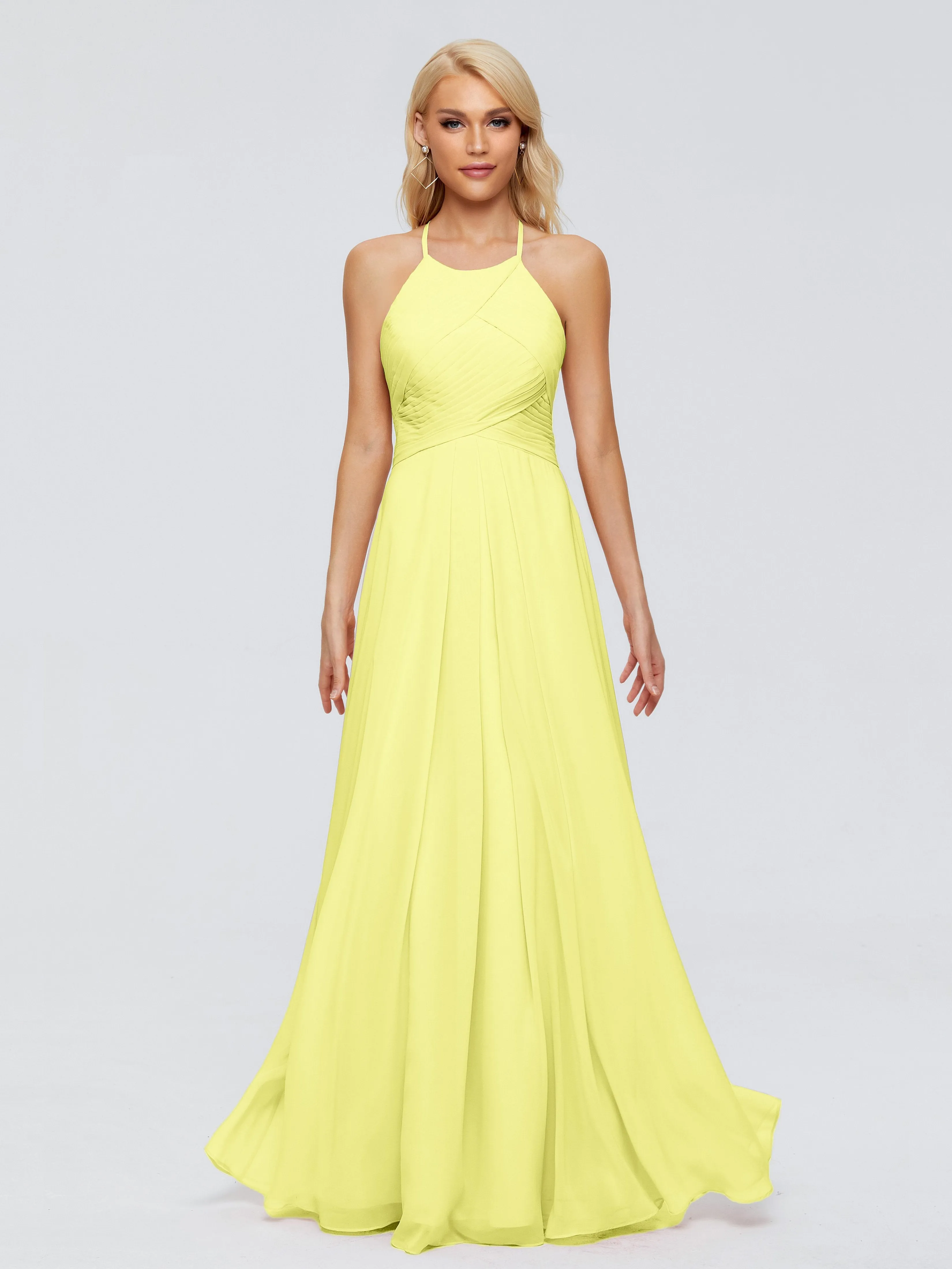 Finley Charming Halter Ruched Chiffon Bridesmaid Dresses