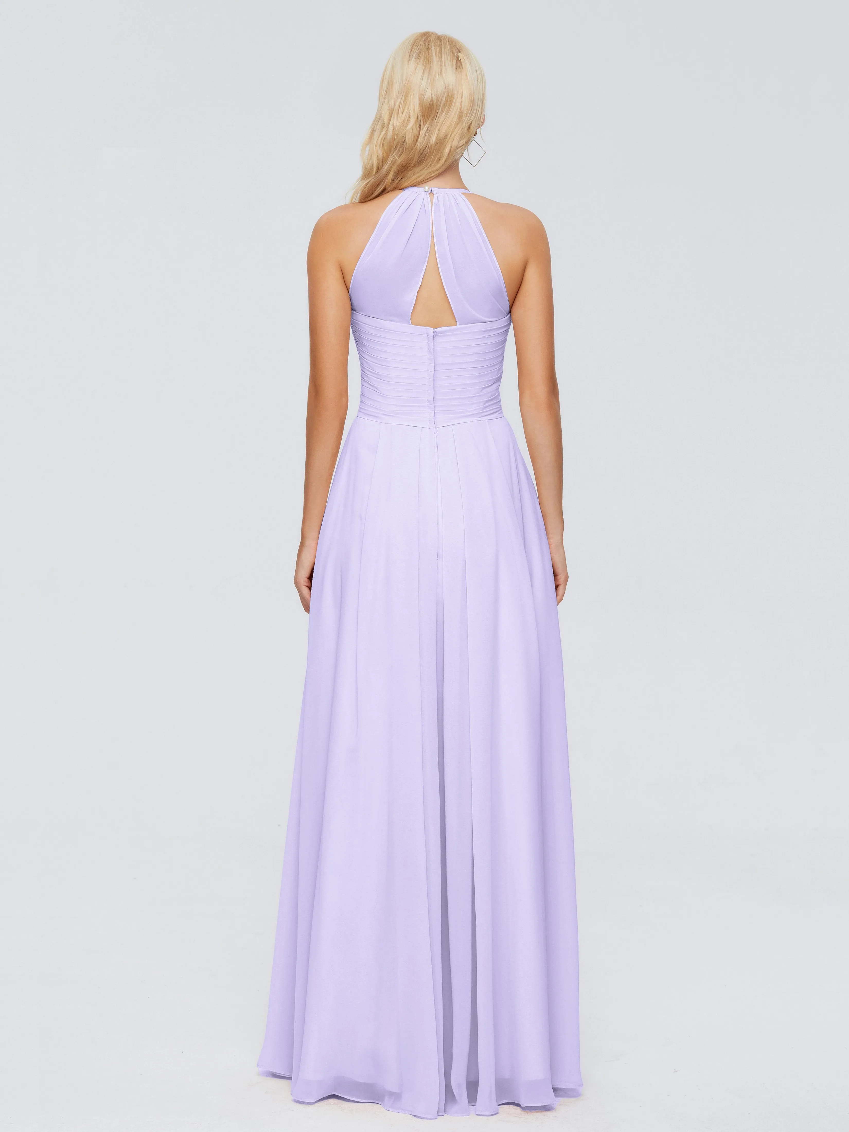 Finley Charming Halter Ruched Chiffon Bridesmaid Dresses