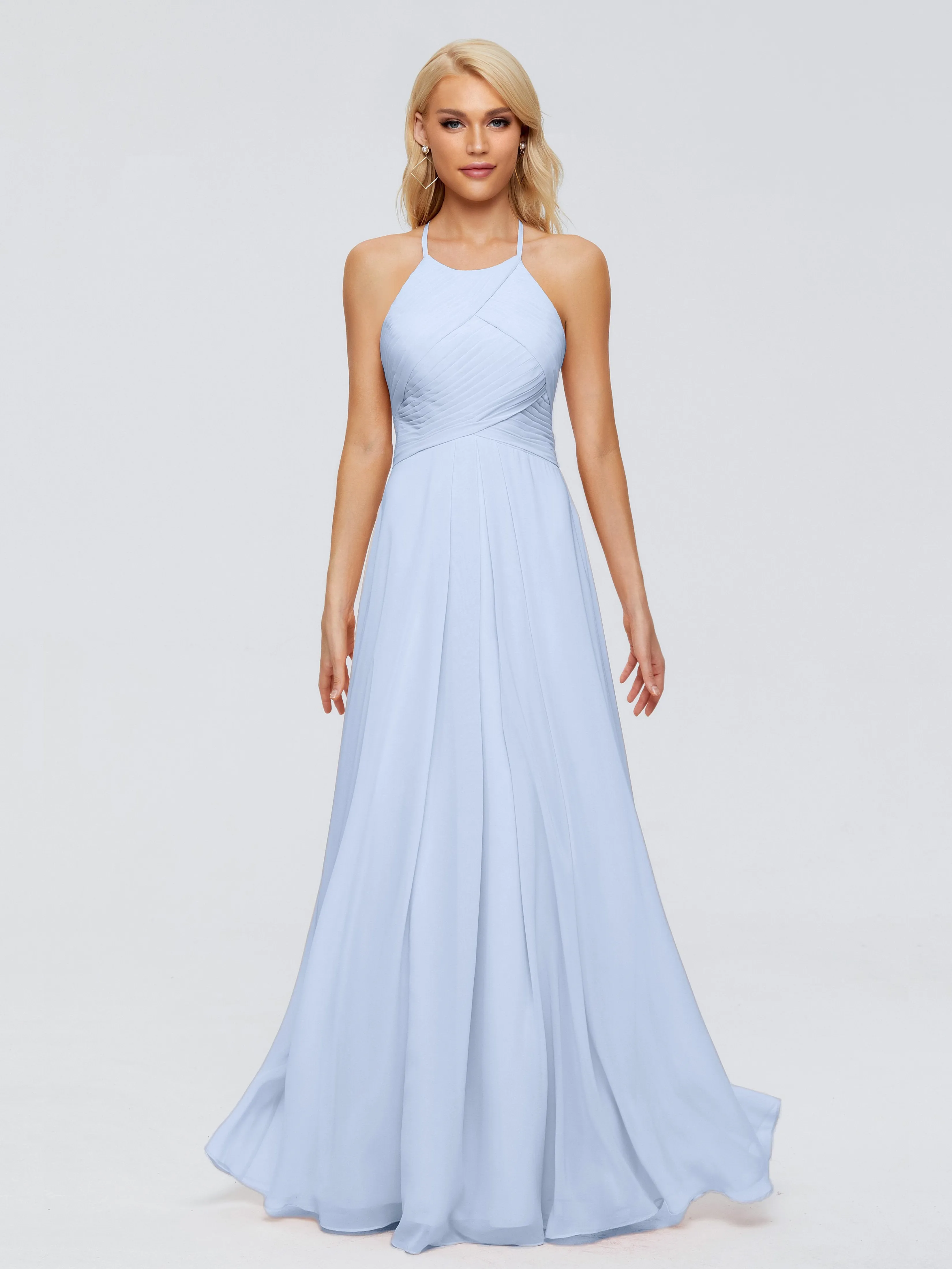 Finley Charming Halter Ruched Chiffon Bridesmaid Dresses