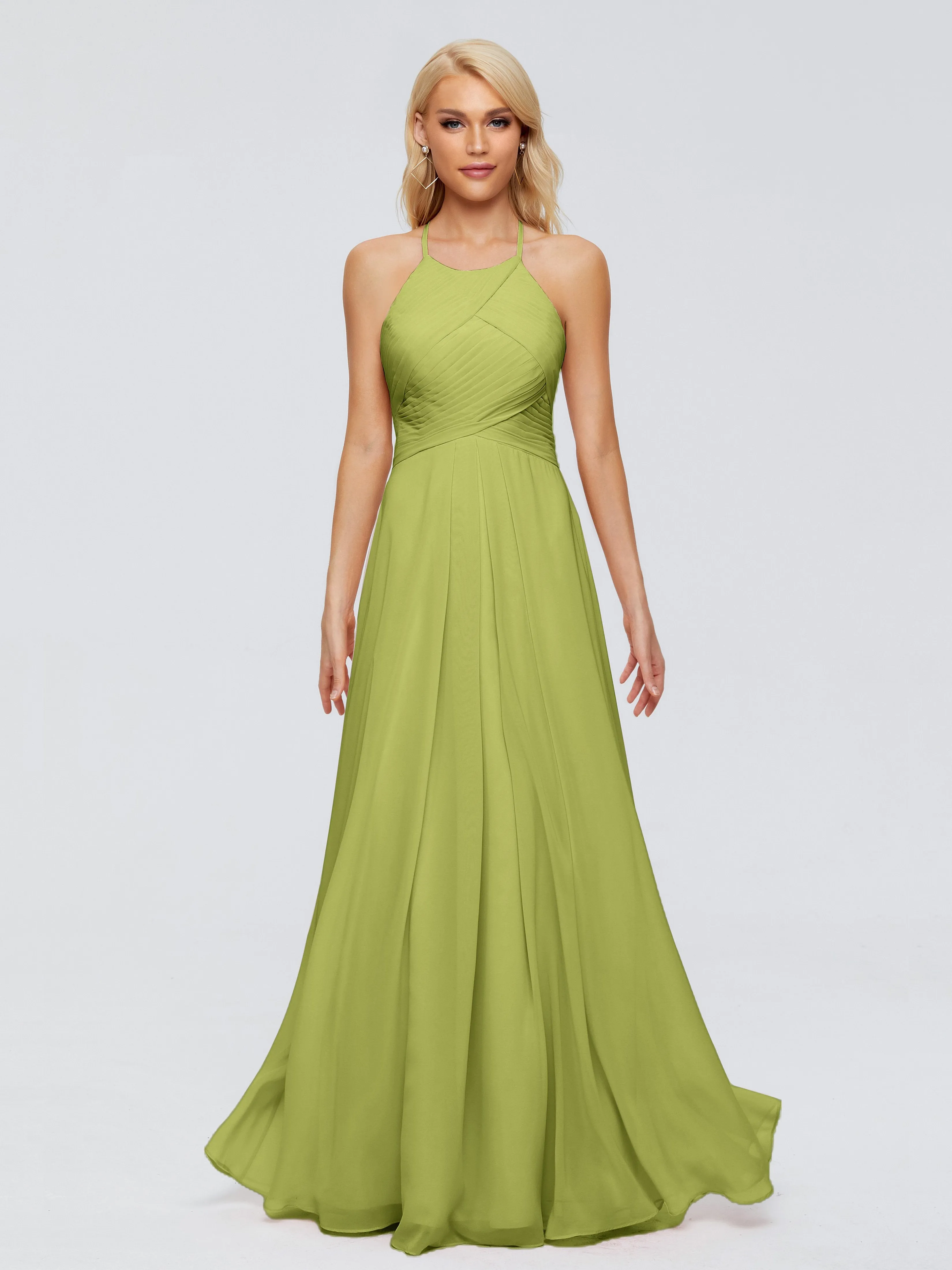 Finley Charming Halter Ruched Chiffon Bridesmaid Dresses