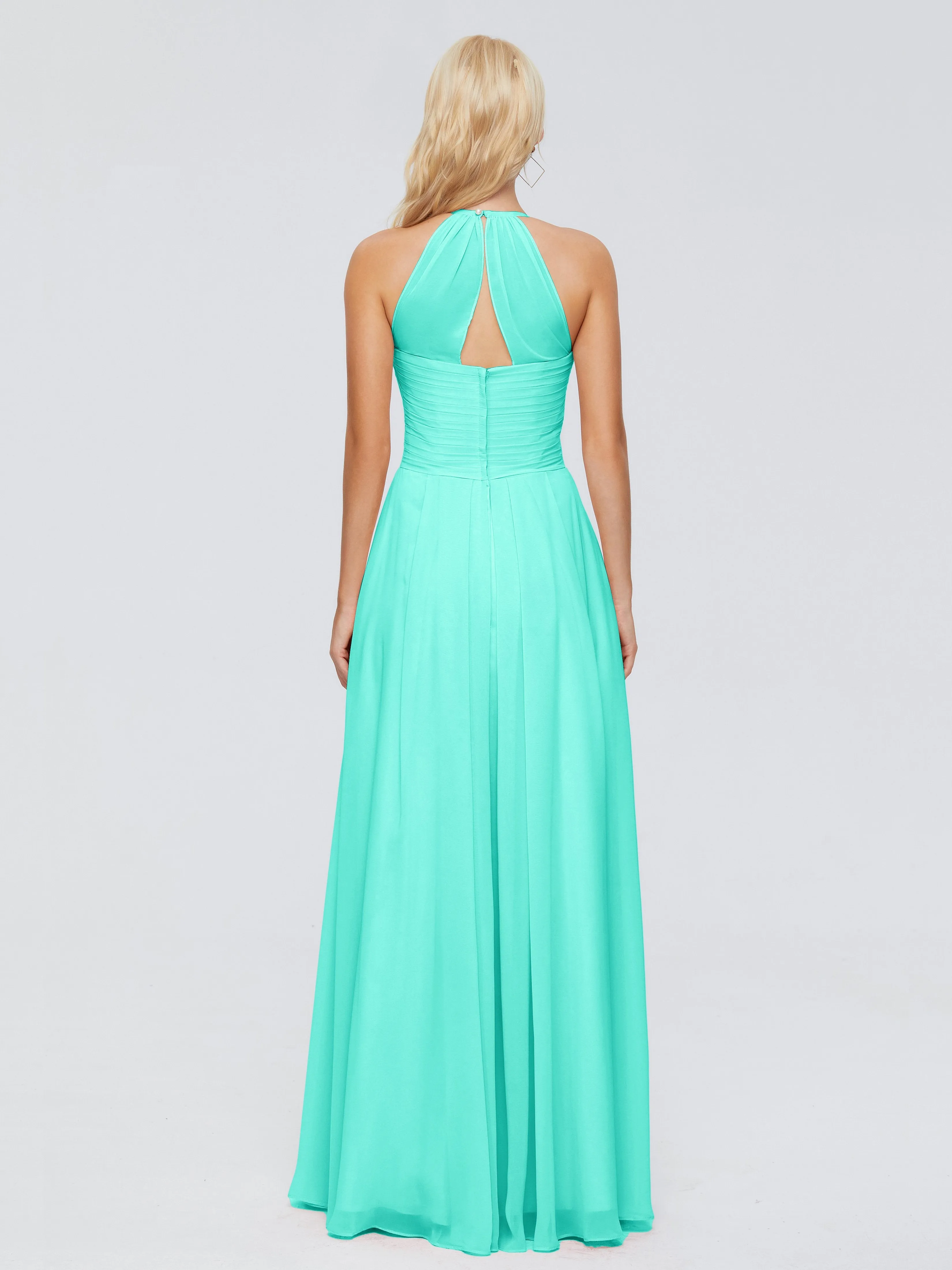 Finley Charming Halter Ruched Chiffon Bridesmaid Dresses