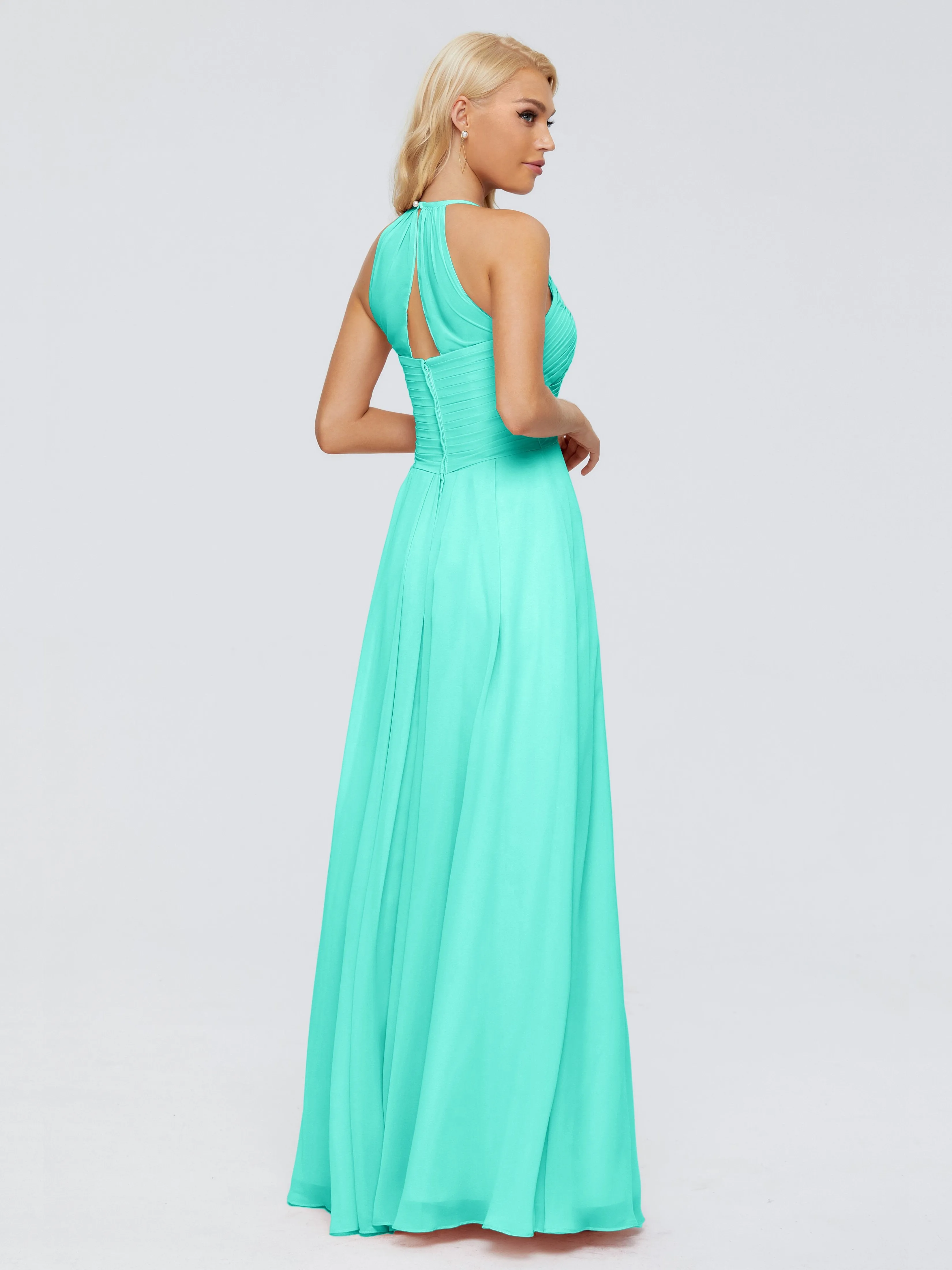 Finley Charming Halter Ruched Chiffon Bridesmaid Dresses