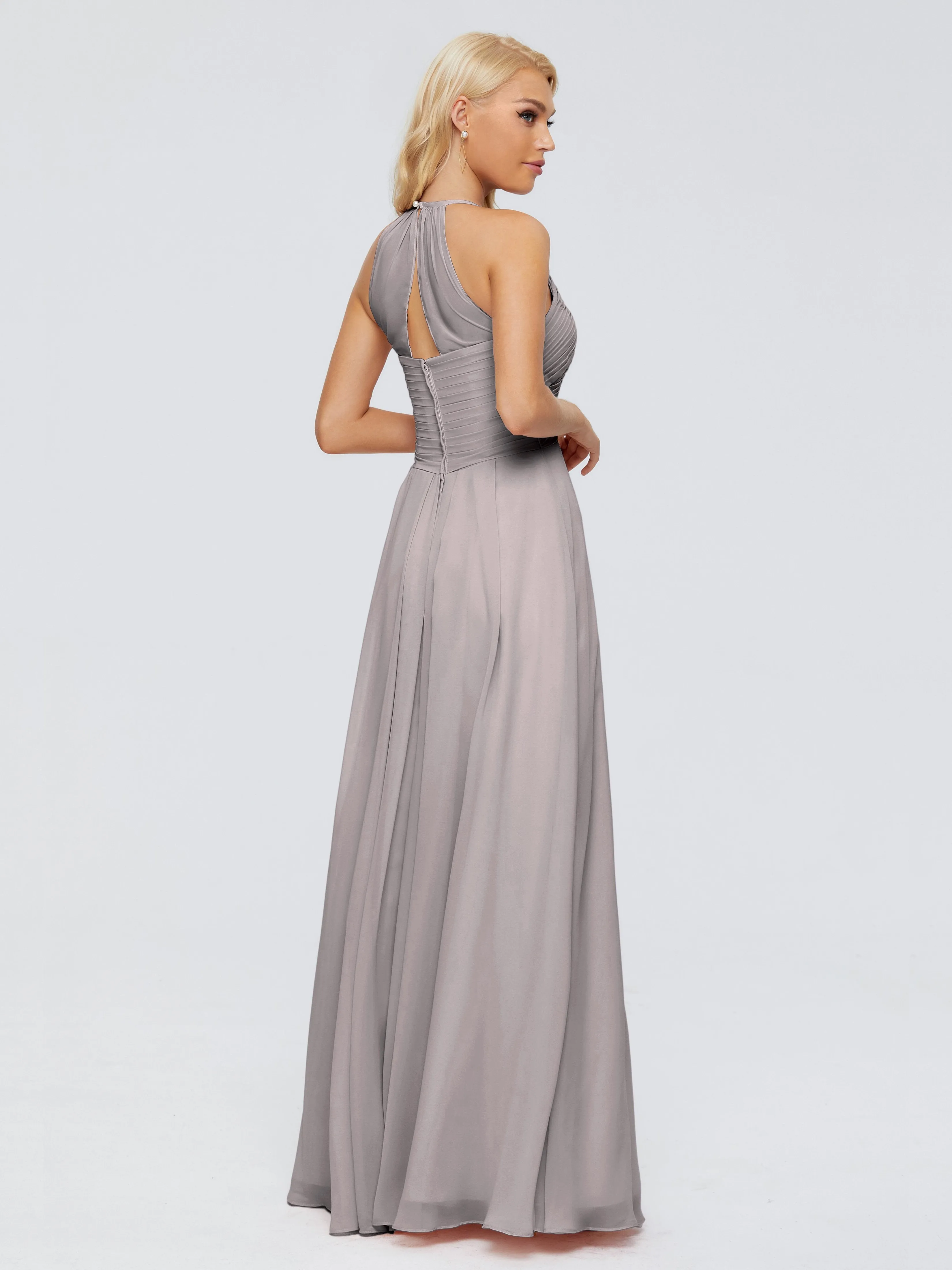 Finley Charming Halter Ruched Chiffon Bridesmaid Dresses