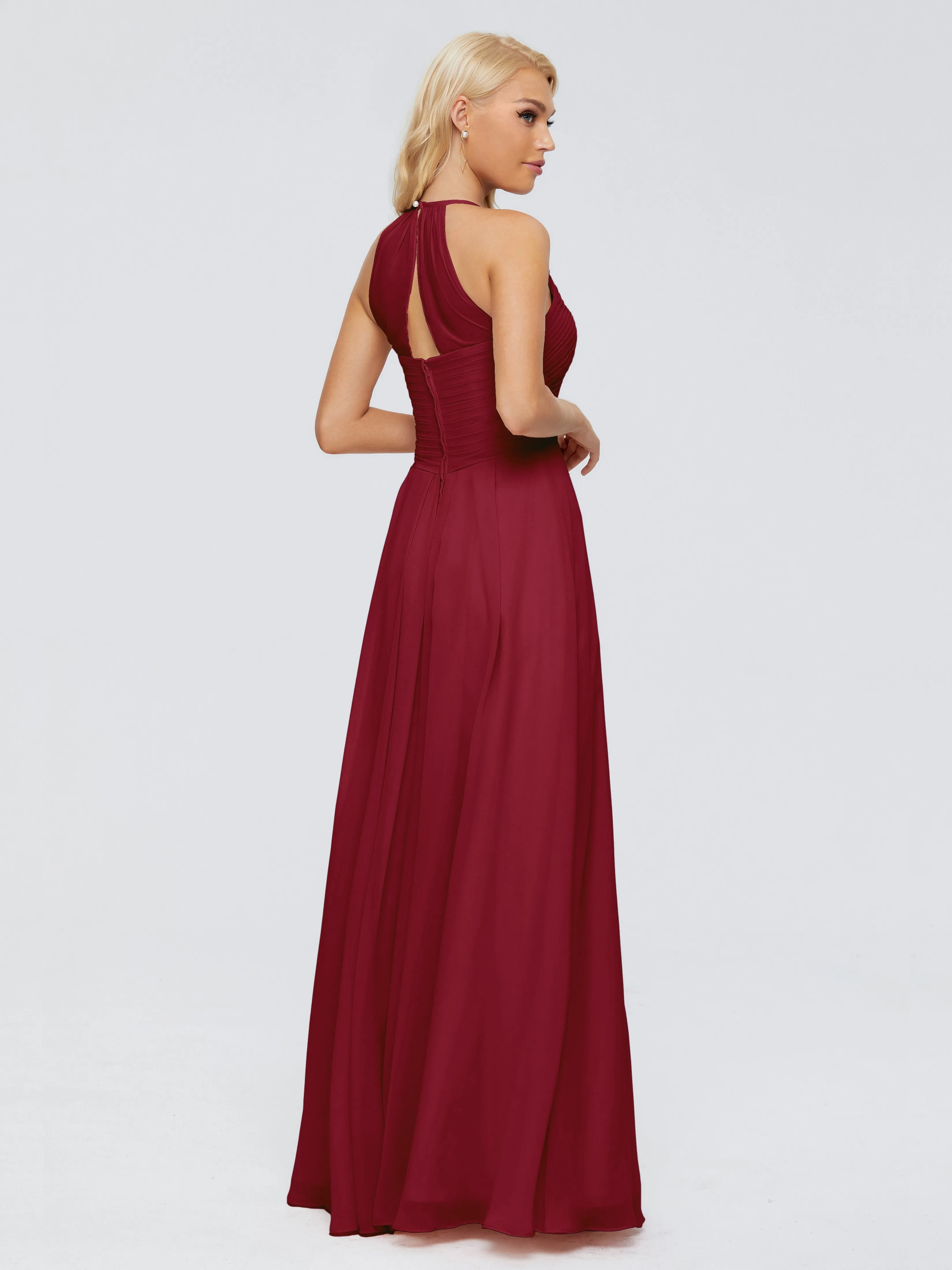 Finley Charming Halter Ruched Chiffon Bridesmaid Dresses