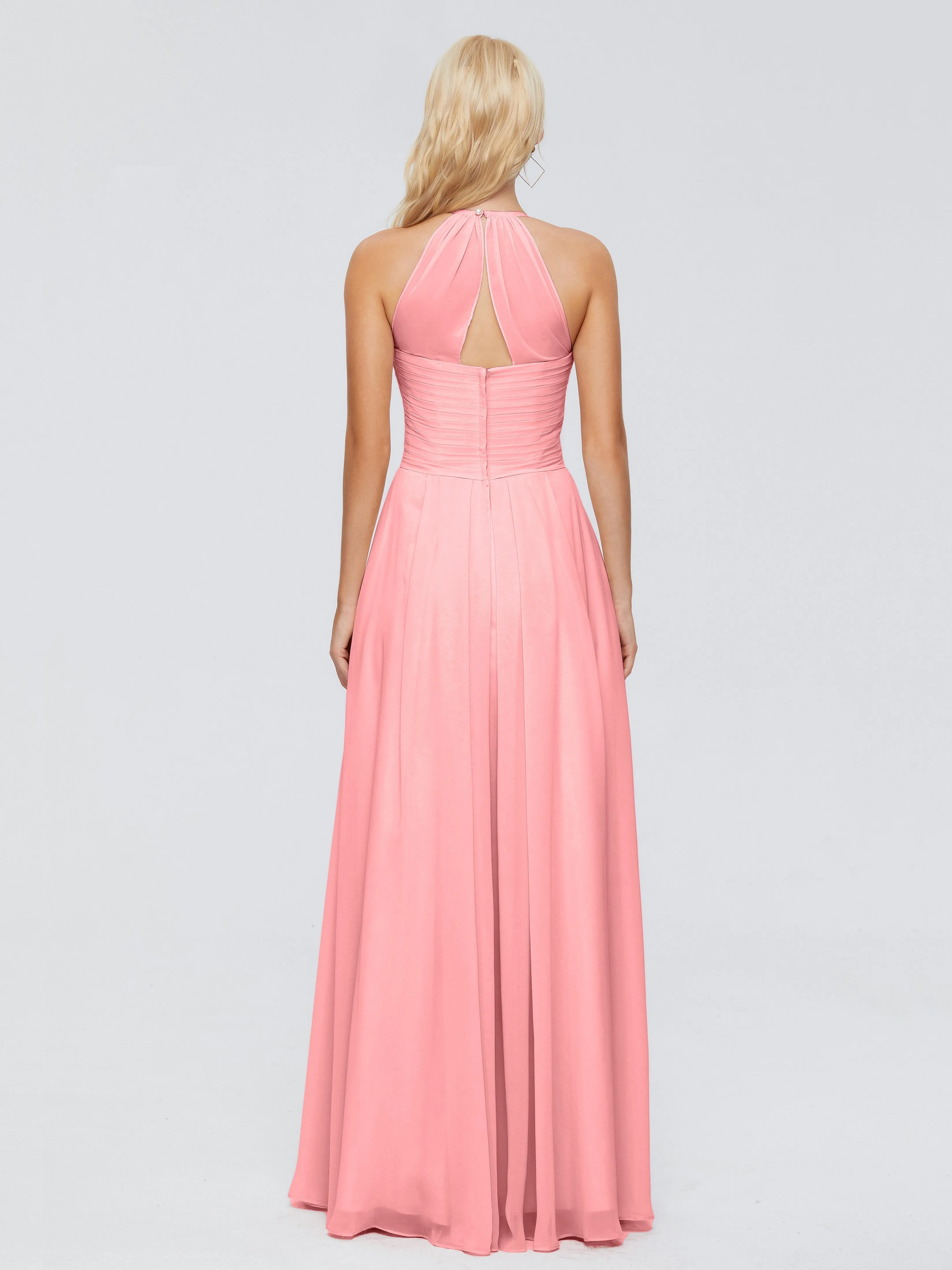 Finley Charming Halter Ruched Chiffon Bridesmaid Dresses