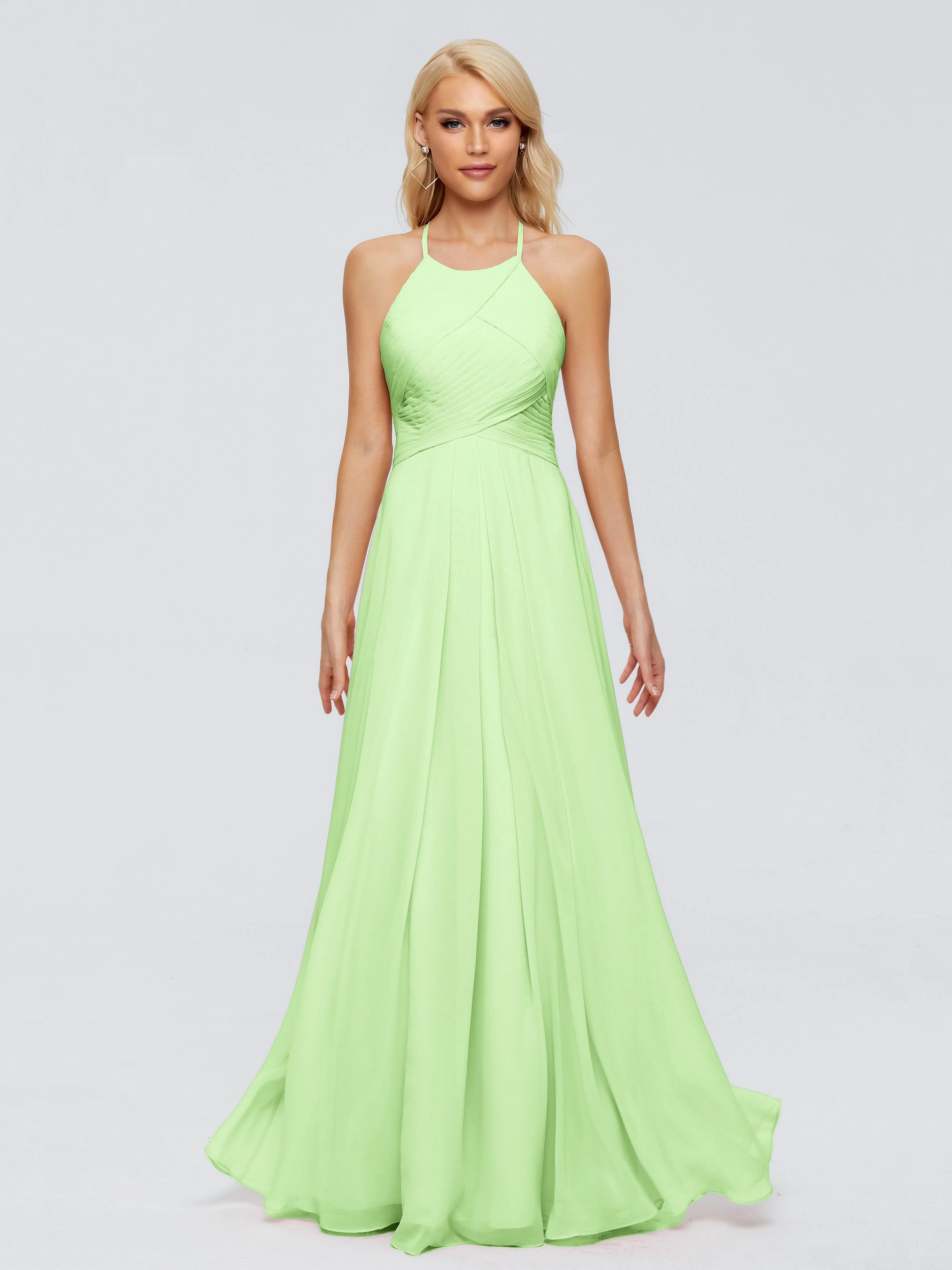 Finley Charming Halter Ruched Chiffon Bridesmaid Dresses