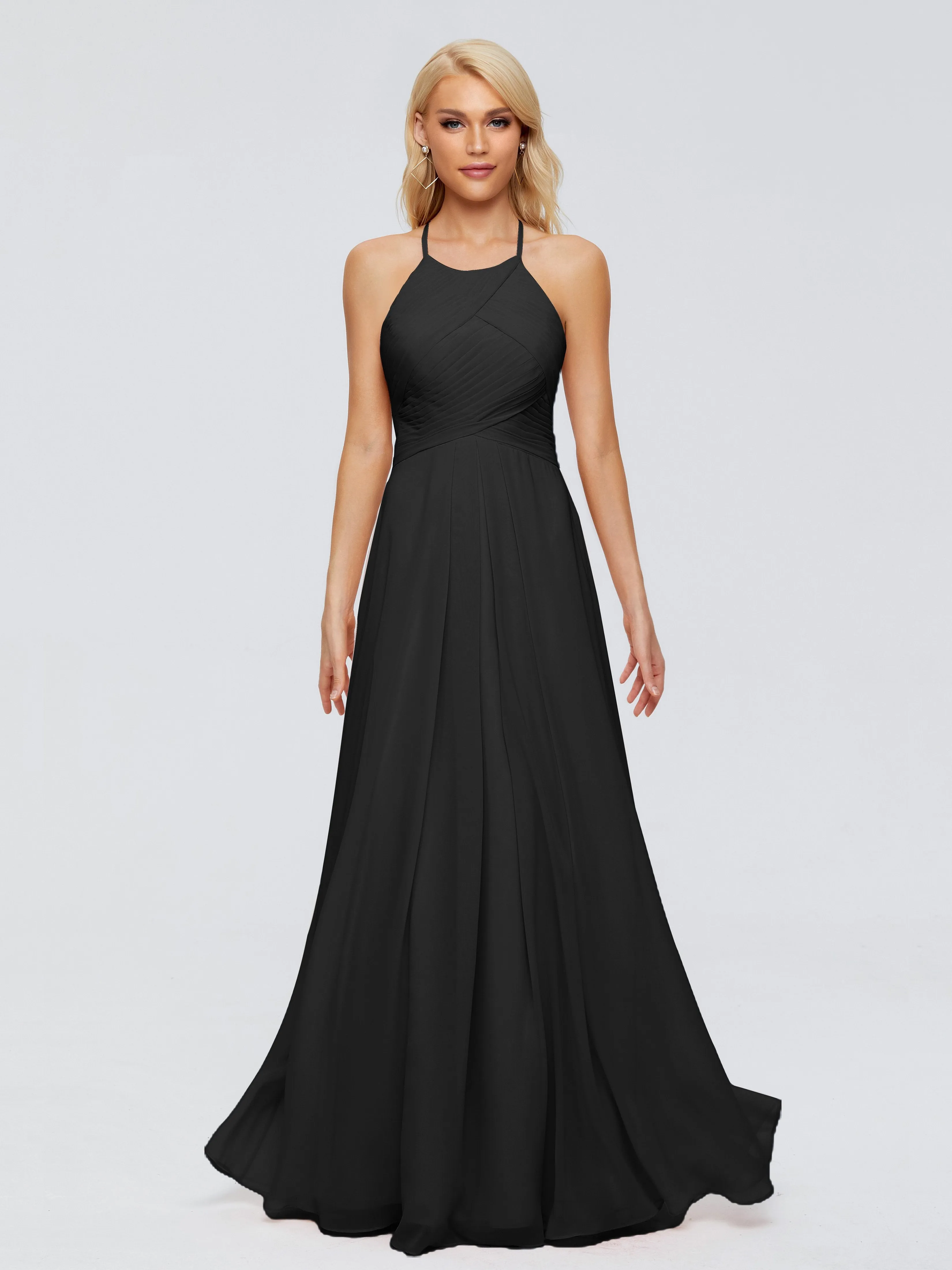 Finley Charming Halter Ruched Chiffon Bridesmaid Dresses