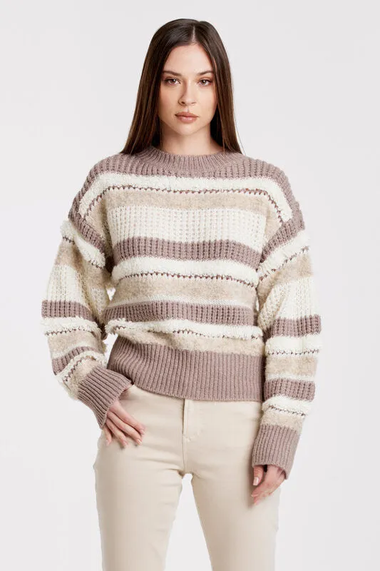 Georgina Mixed Fuzzy Stripe Sweater