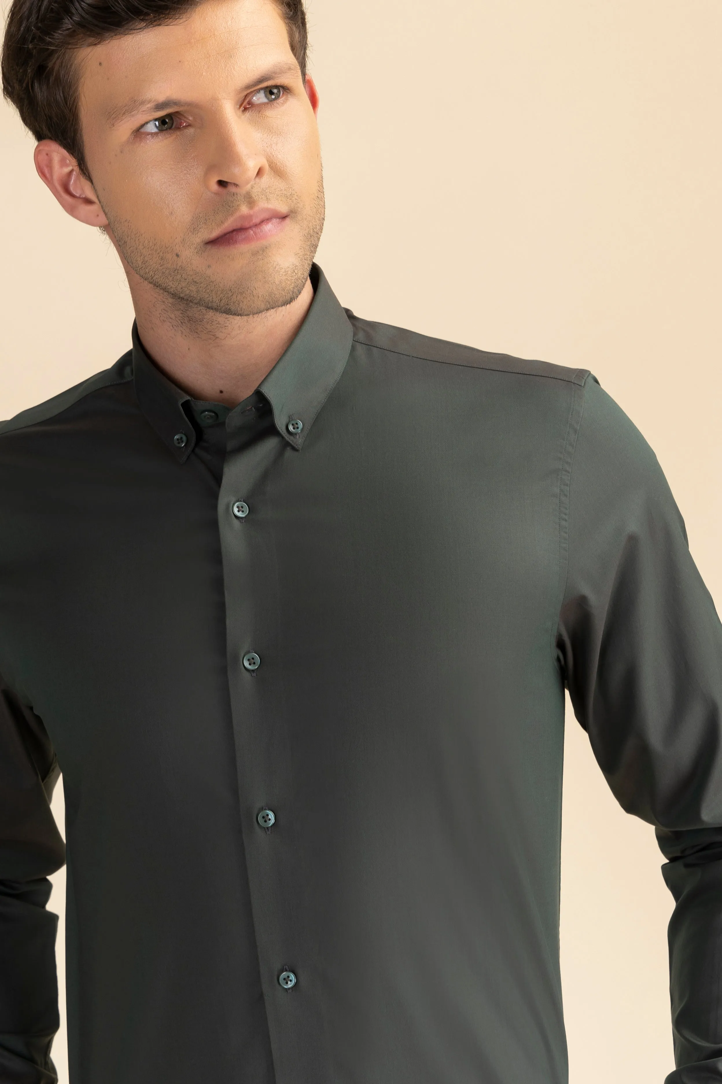 Green Poplin Solid Shirt