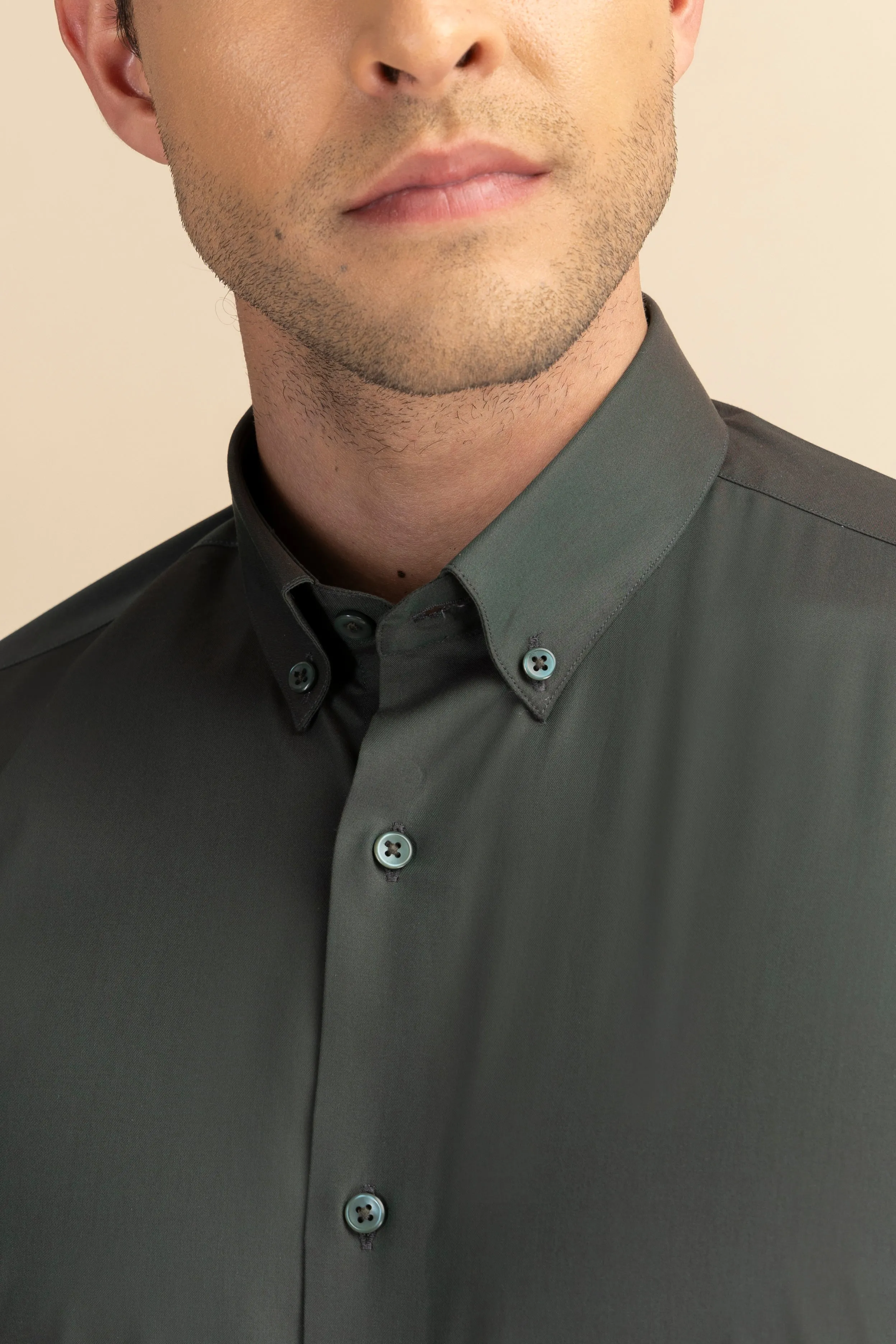 Green Poplin Solid Shirt