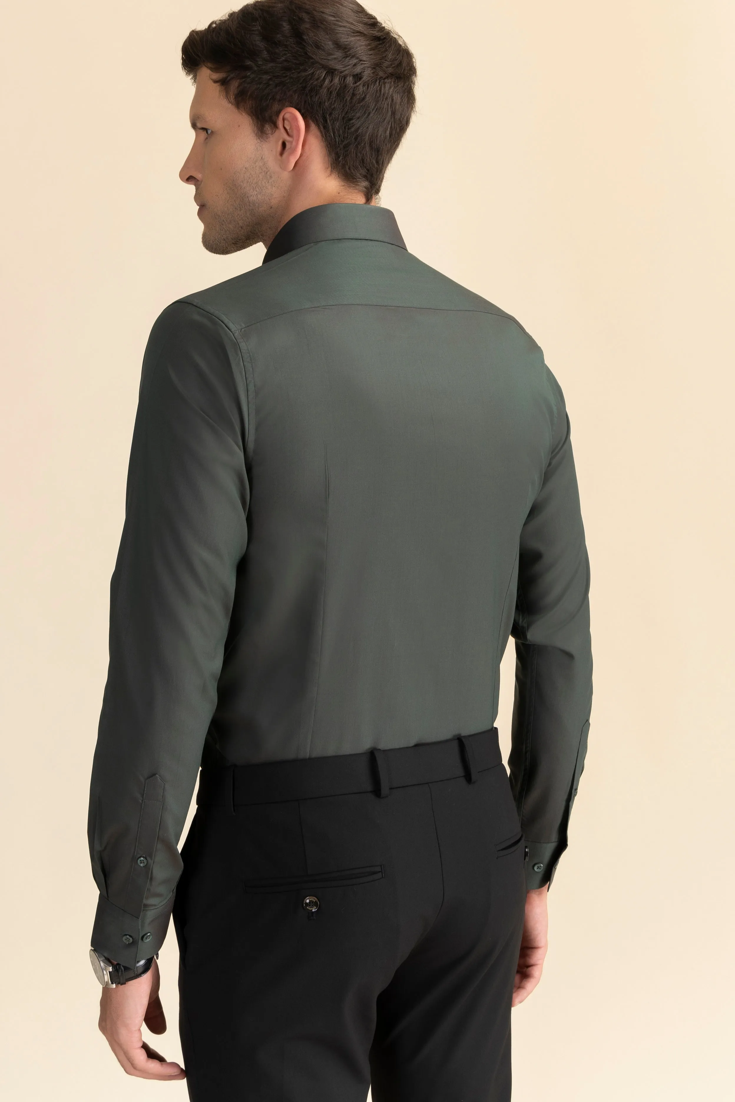 Green Poplin Solid Shirt