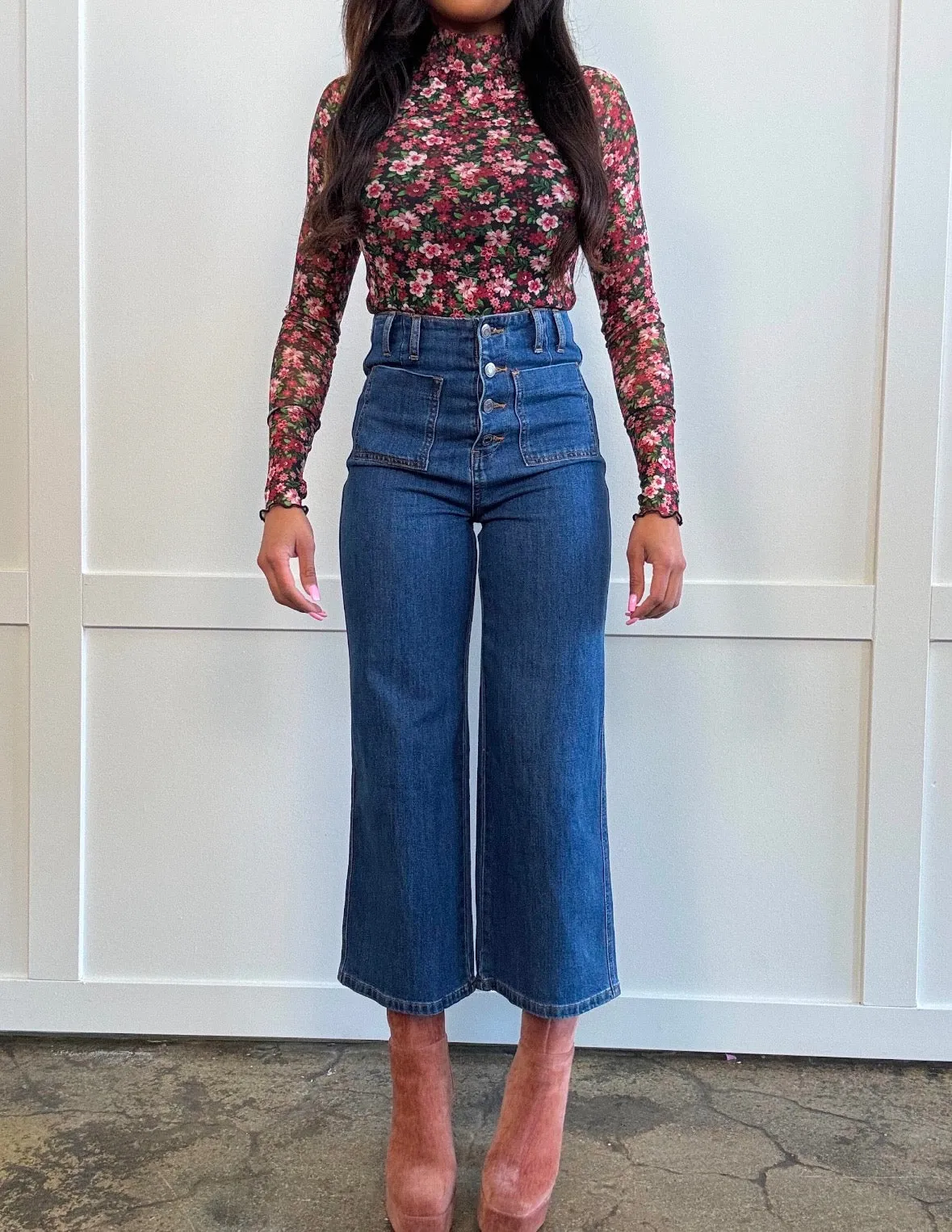 Gretta Button Fly High Waisted Jeans