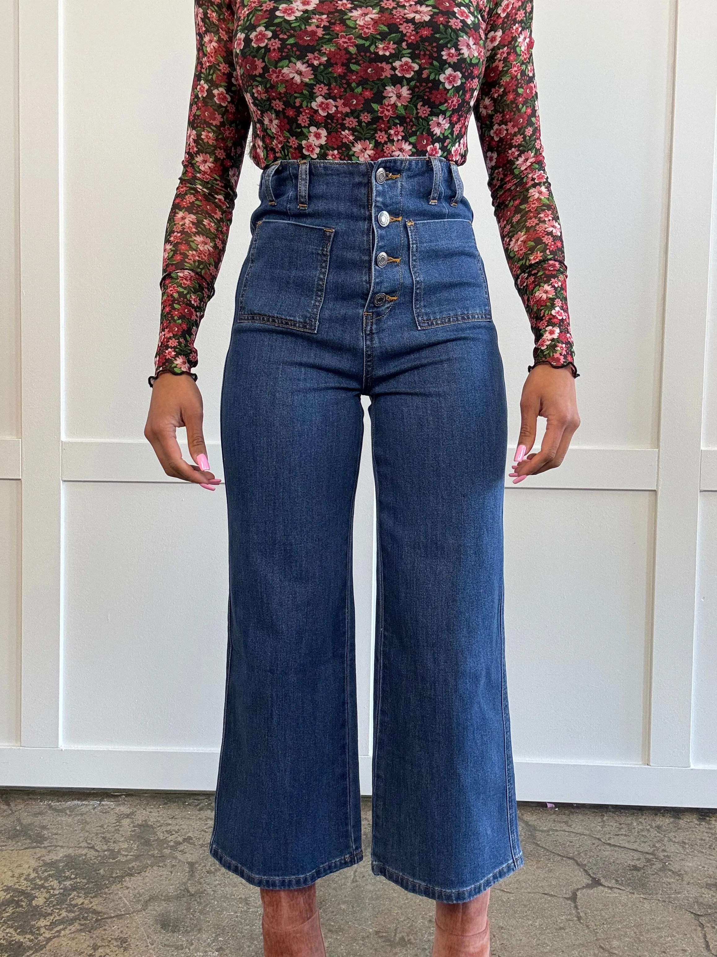 Gretta Button Fly High Waisted Jeans