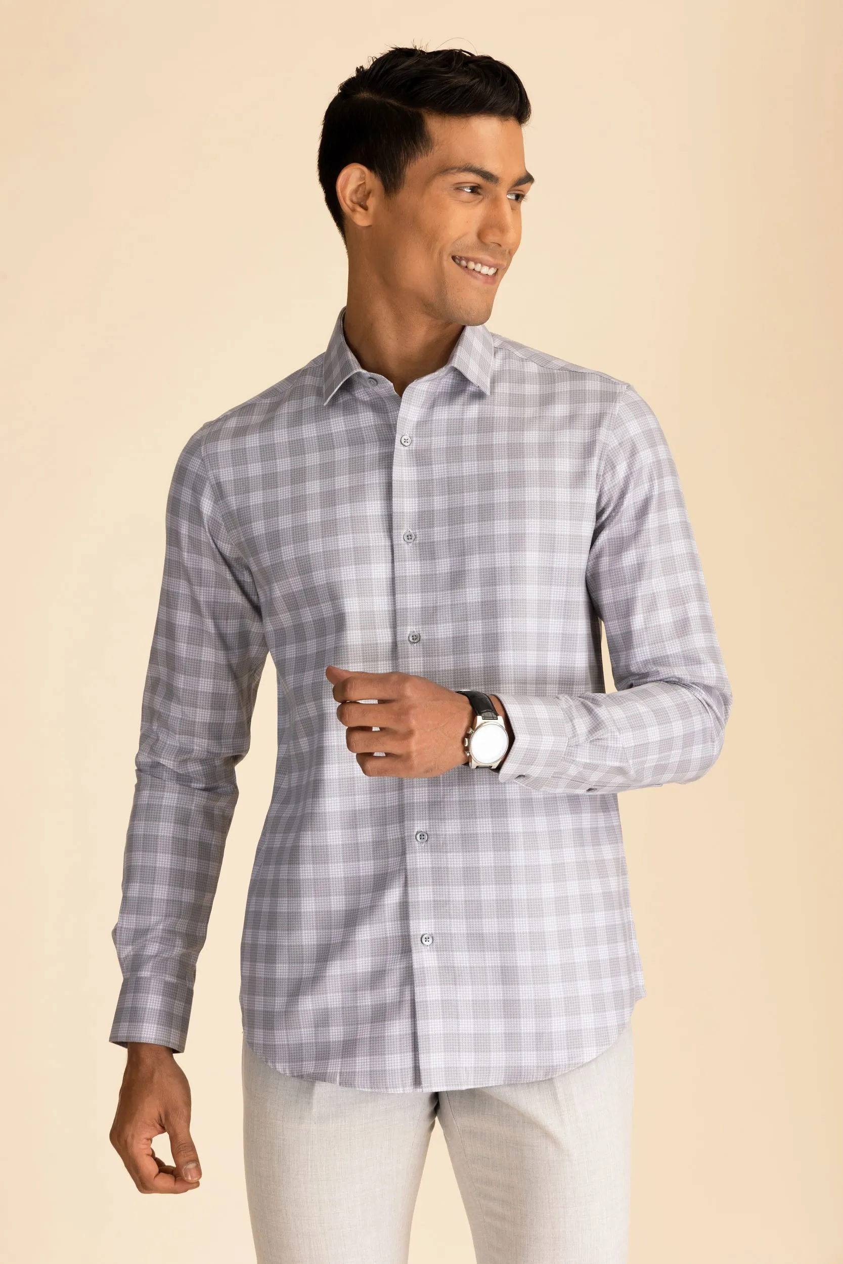 Grey Herringbone Shirt