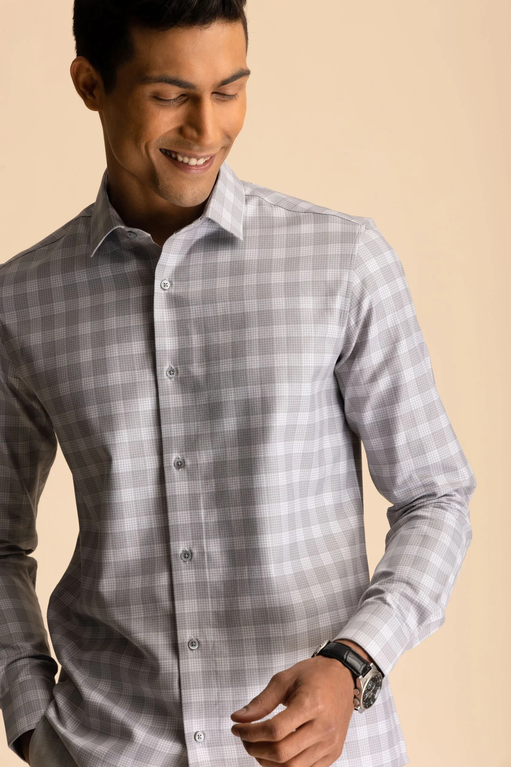 Grey Herringbone Shirt