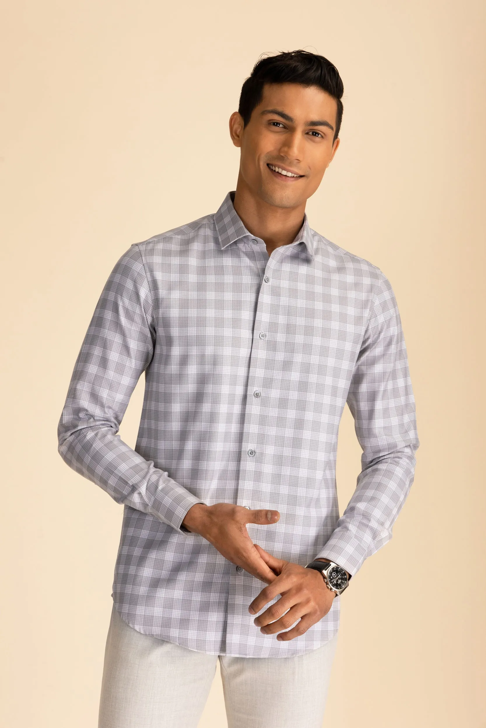 Grey Herringbone Shirt