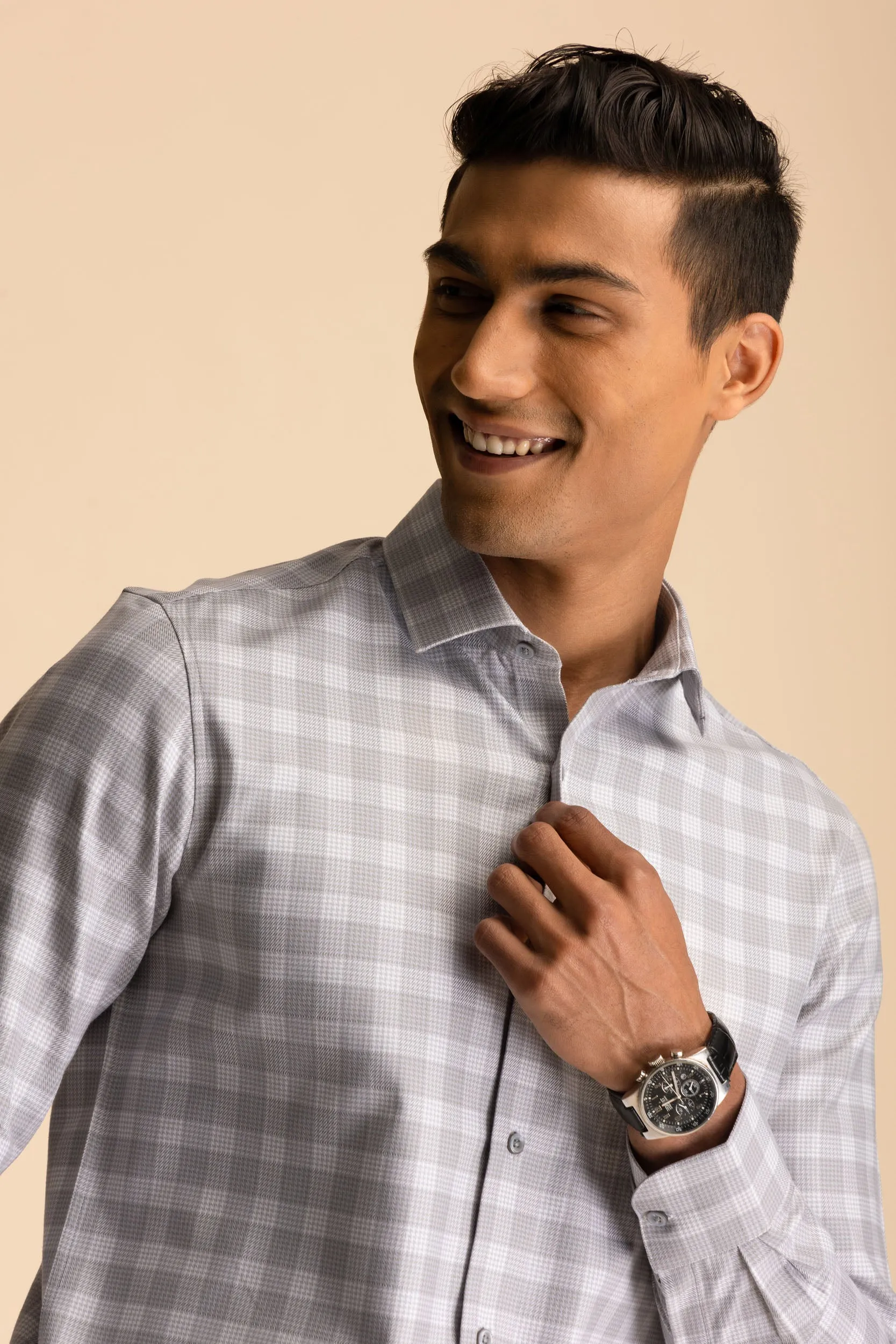 Grey Herringbone Shirt