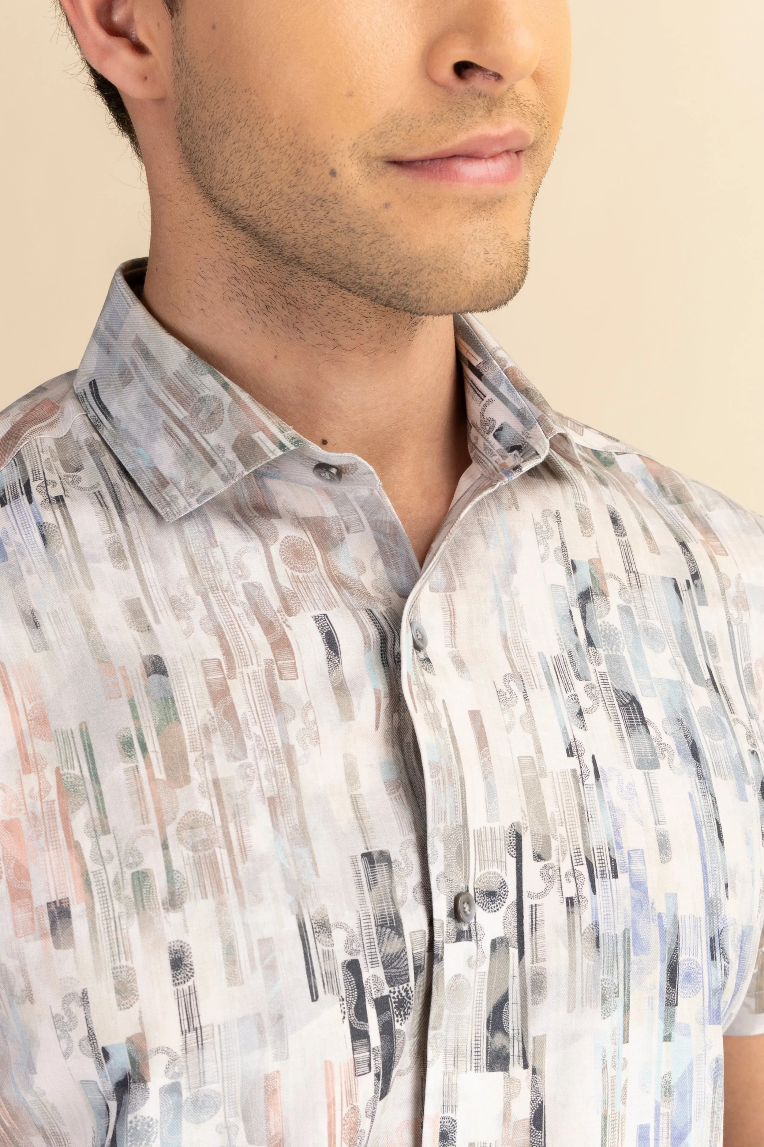 Half Sleeves Multi Abstract Print Shirt EOSS