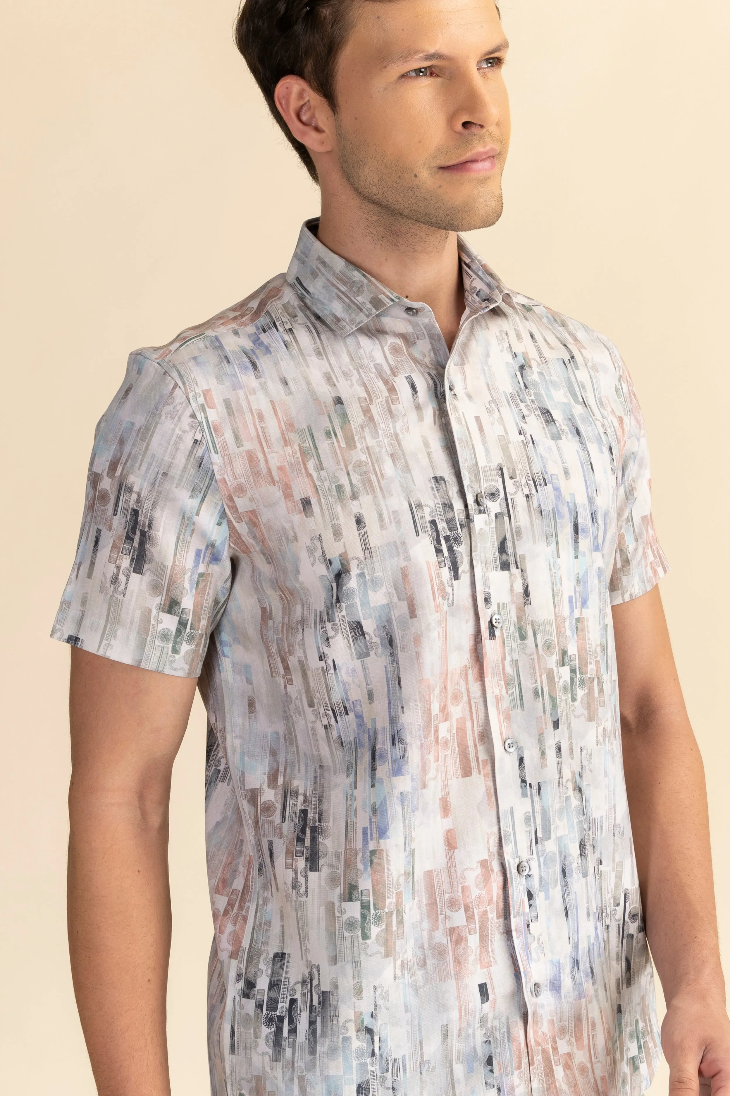 Half Sleeves Multi Abstract Print Shirt EOSS