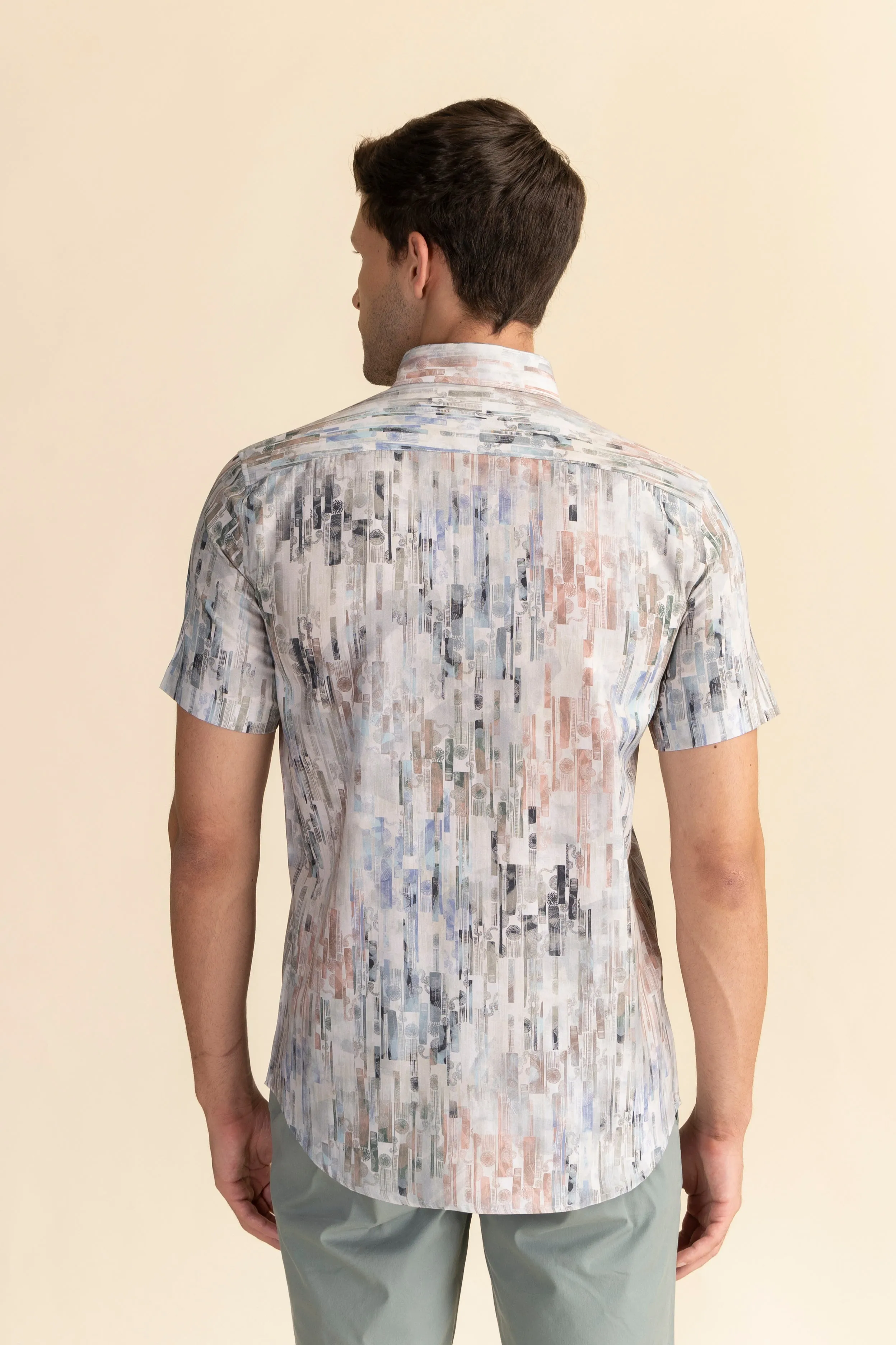 Half Sleeves Multi Abstract Print Shirt EOSS