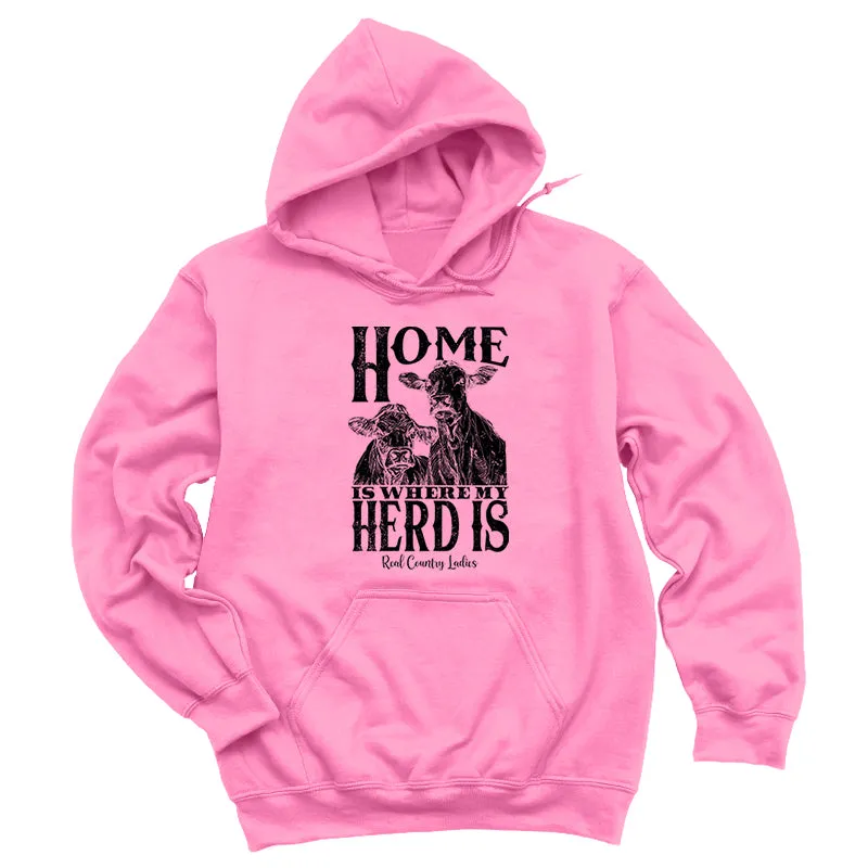 Home Is Where My Herd Is Black Print Hoodies & Long Sleeves