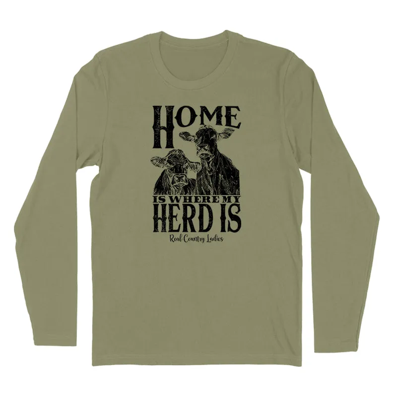 Home Is Where My Herd Is Black Print Hoodies & Long Sleeves