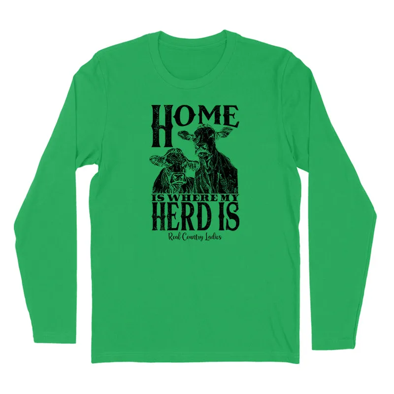 Home Is Where My Herd Is Black Print Hoodies & Long Sleeves