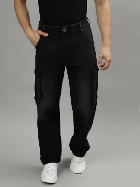 Iconic Men Black Solid Mid-Rise Regular Fit Jeans