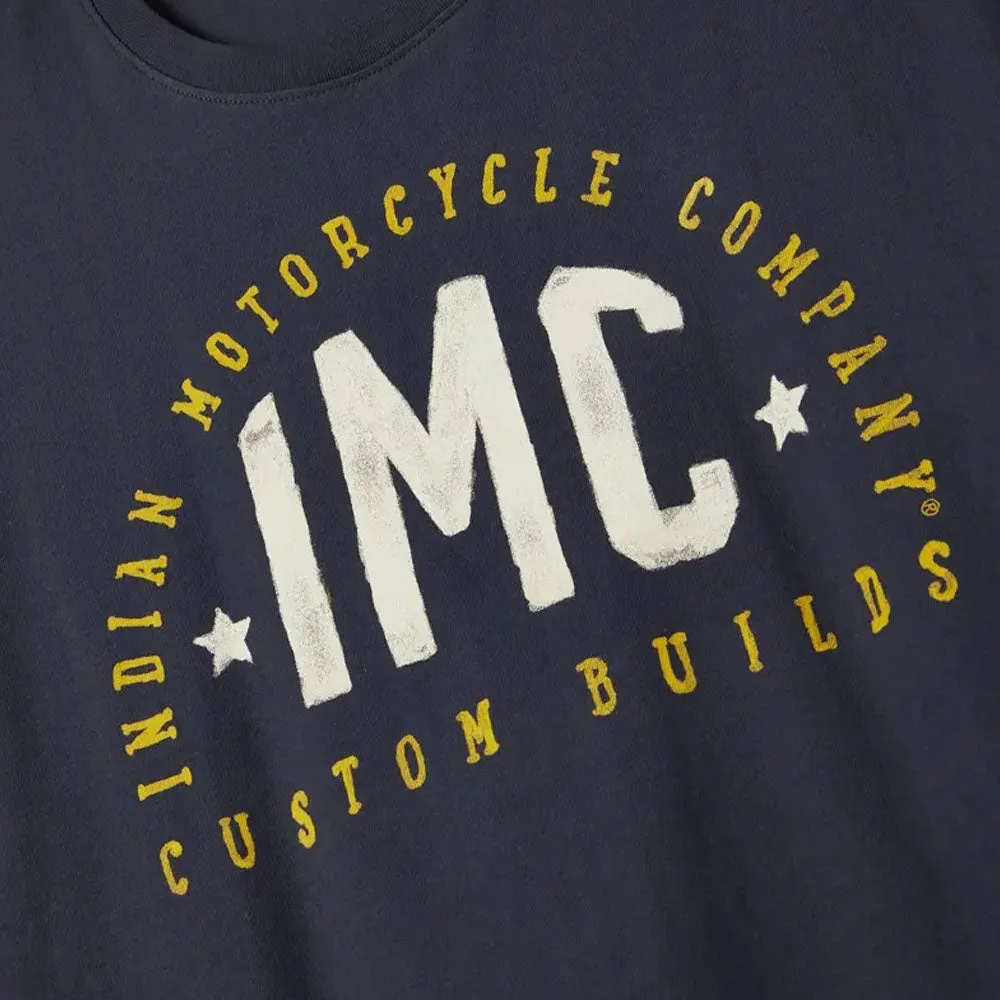 Indian Motorcycle  Mens IMC Custom Build T-Shirt Tee Soft Lightweight Comfy Navy