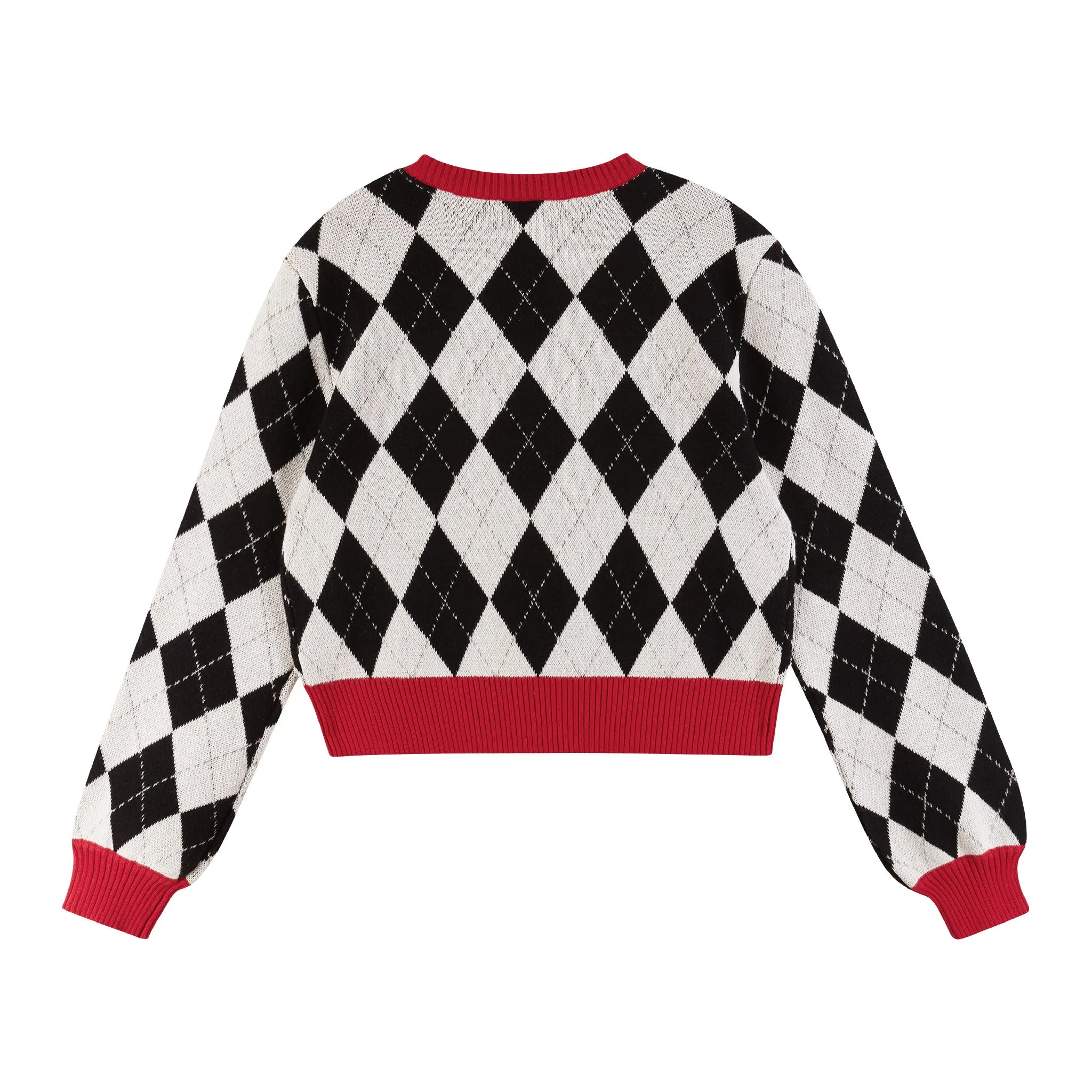 Kids (7-16) White Argyle Sweater | Candy Canes