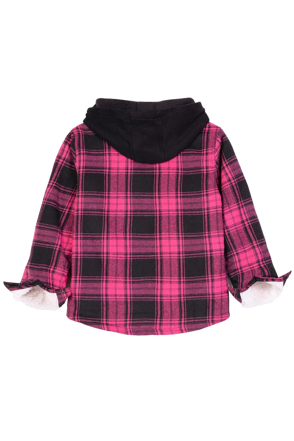 Kids Toddler Matching Family Zip Up Pink Plaid Flannel Hoodie