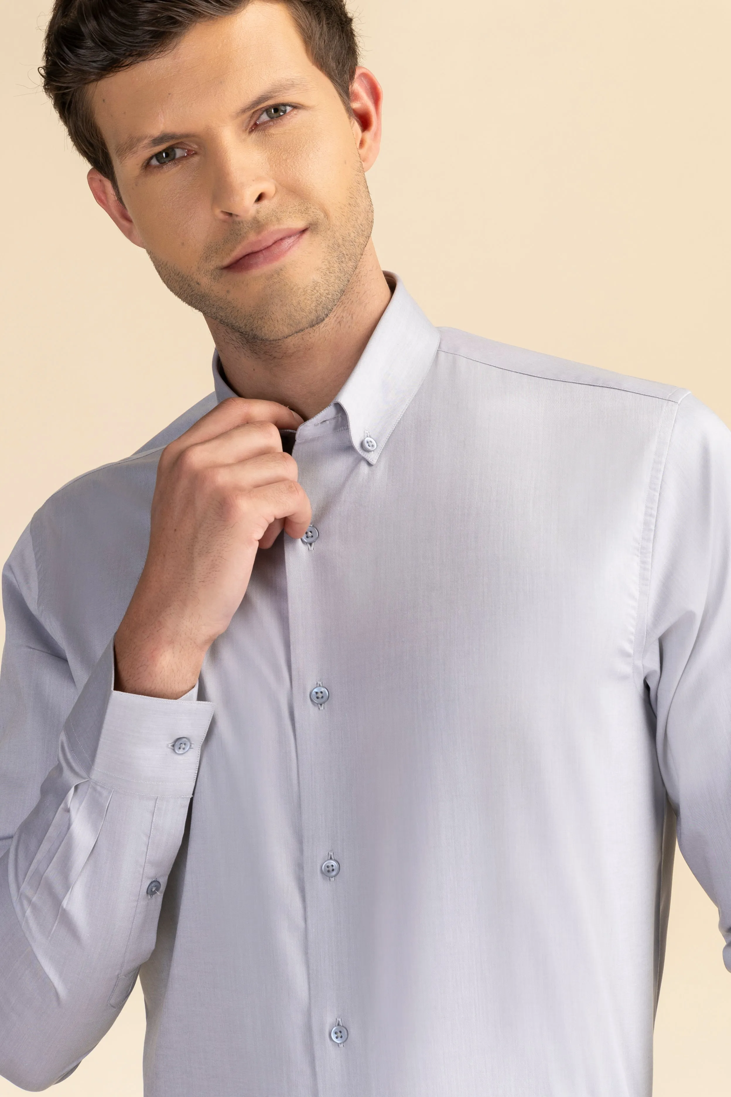 Light Grey Poplin Solid Shirt