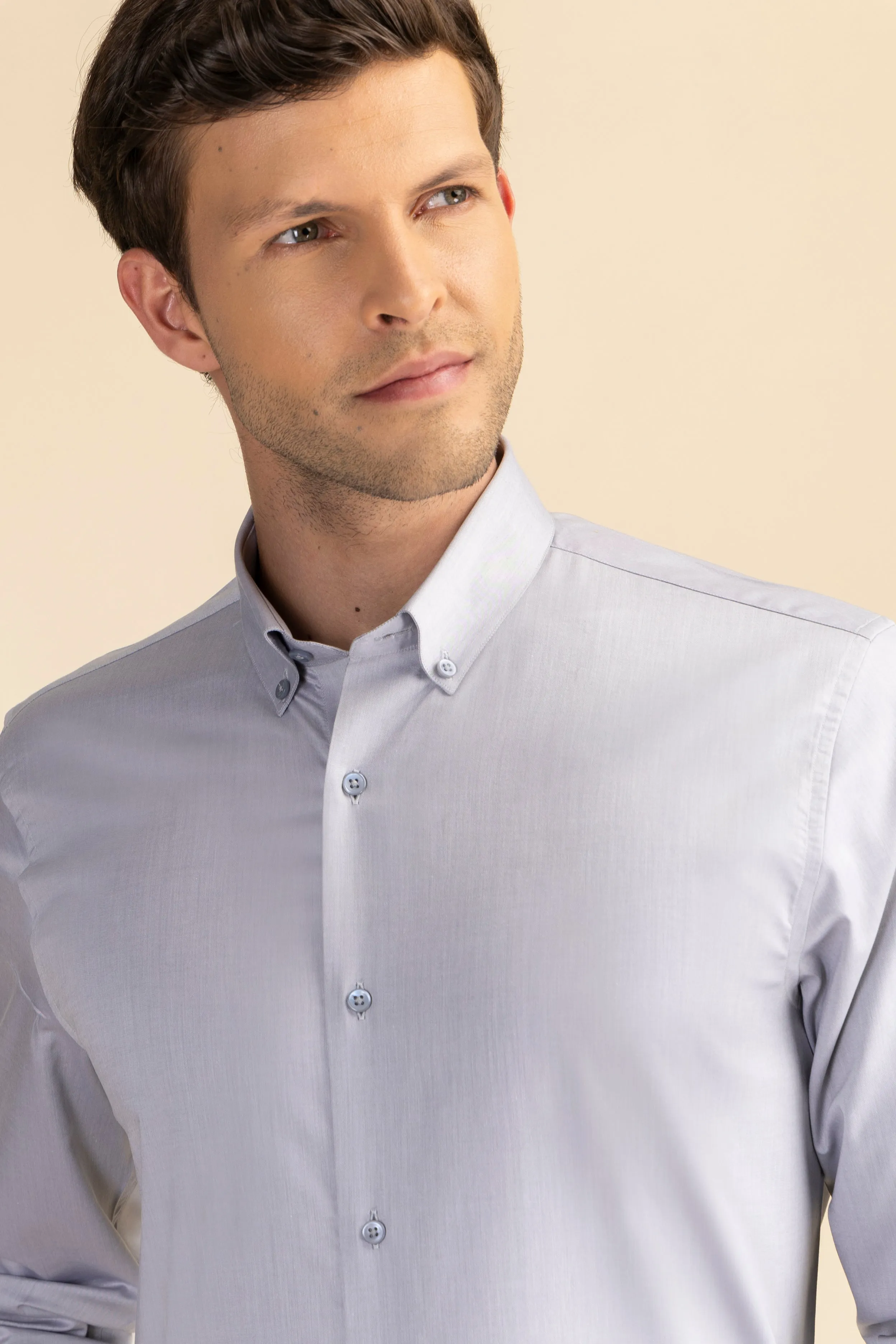 Light Grey Poplin Solid Shirt