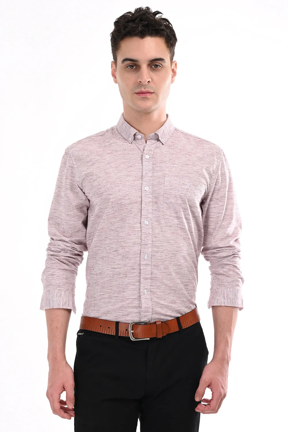 Light Pink Lenin Semi Formal Shirt