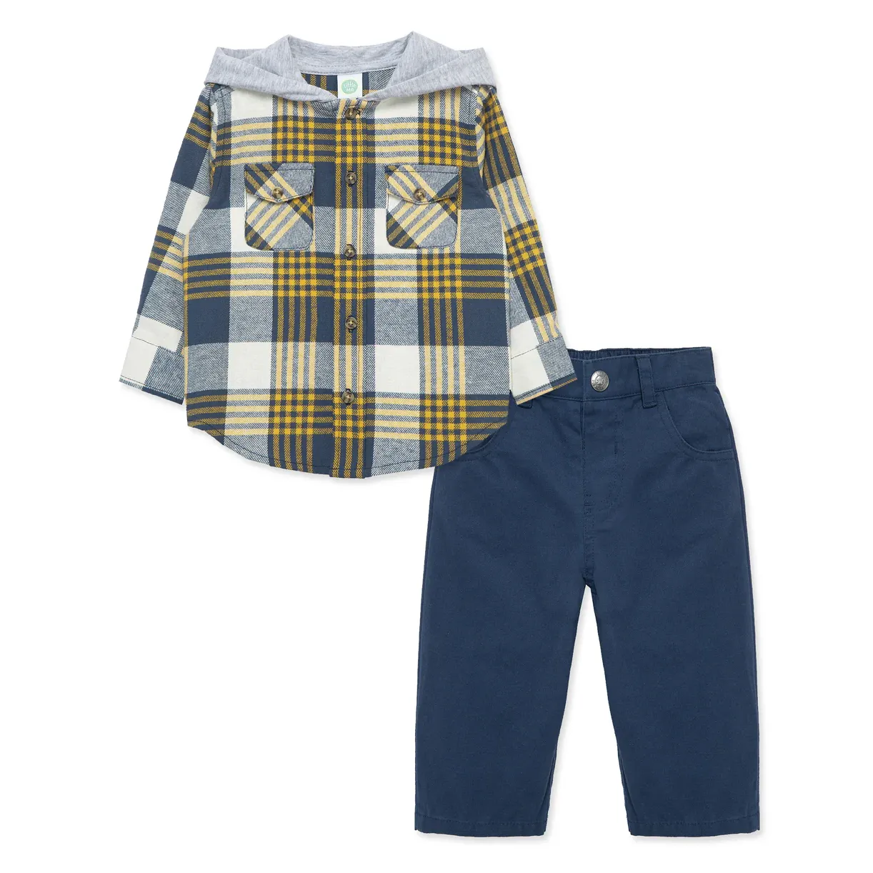 Maize Blue Baby Flannel Plaid Set