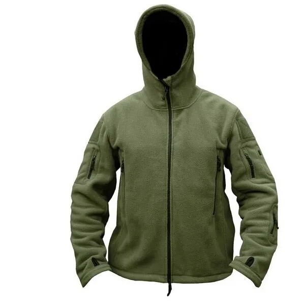 Man Fleece Tactical Softshell Jacket Polartec Thermal Hooded