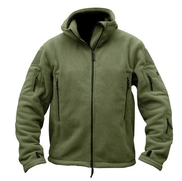 Man Fleece Tactical Softshell Jacket Polartec Thermal Hooded