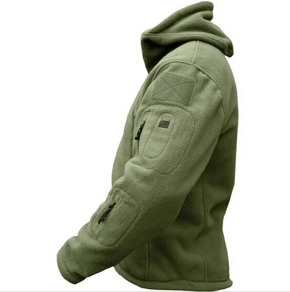 Man Fleece Tactical Softshell Jacket Polartec Thermal Hooded