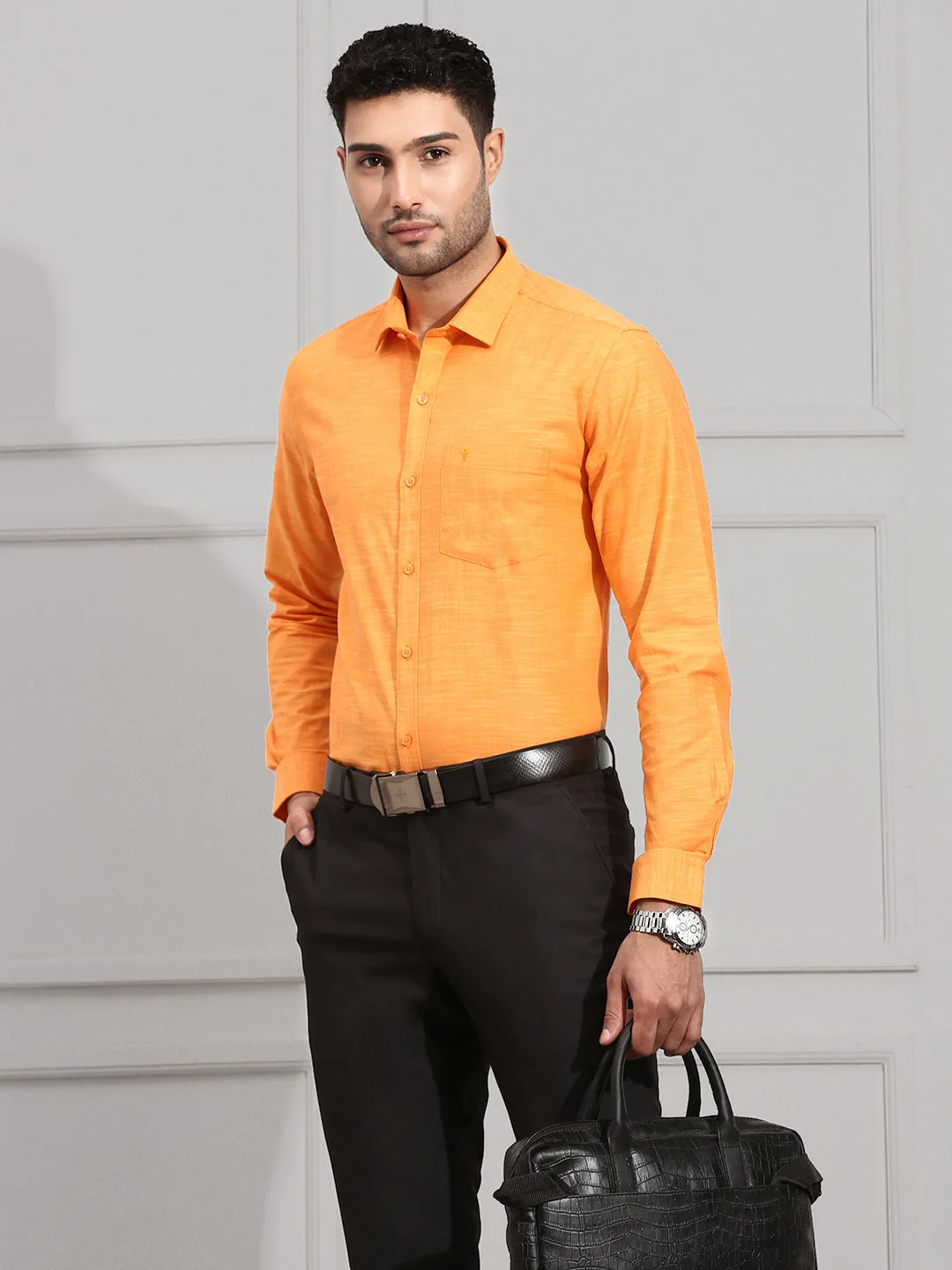 Men 100% Cotton Shirt Dark Orange CL2 GT7