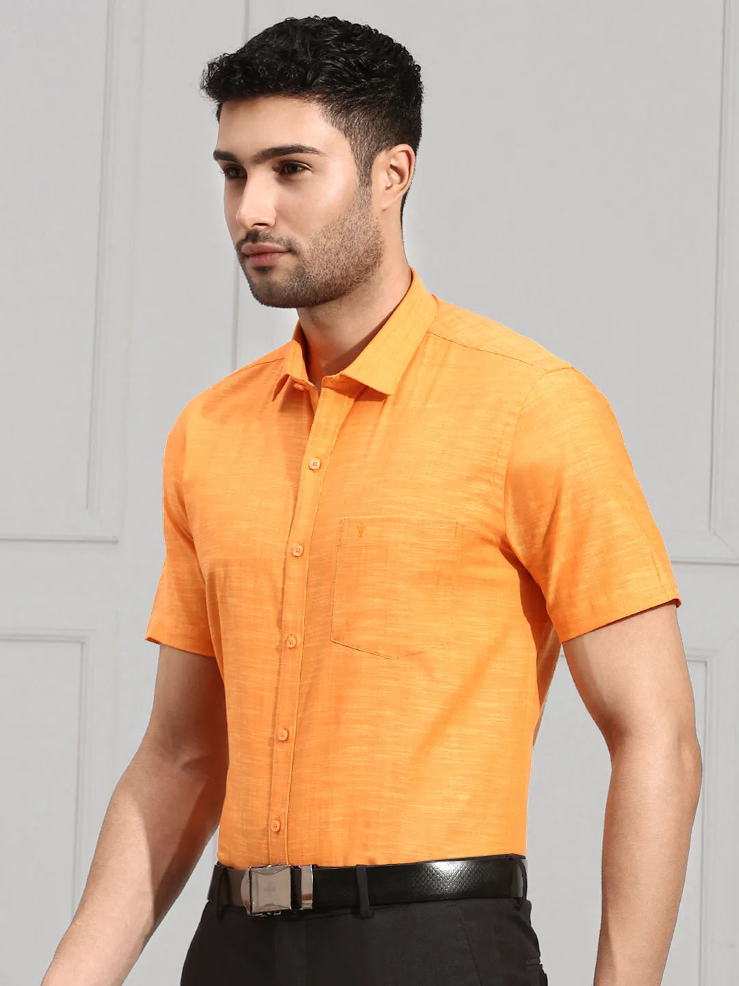 Men 100% Cotton Shirt Dark Orange CL2 GT7