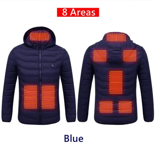 Men 9 Areas Heated Jacket USB Winter Outdoor Electric Heating Jackets Warm Sprots Thermal Coat Clothing Heatable Cotton jacket