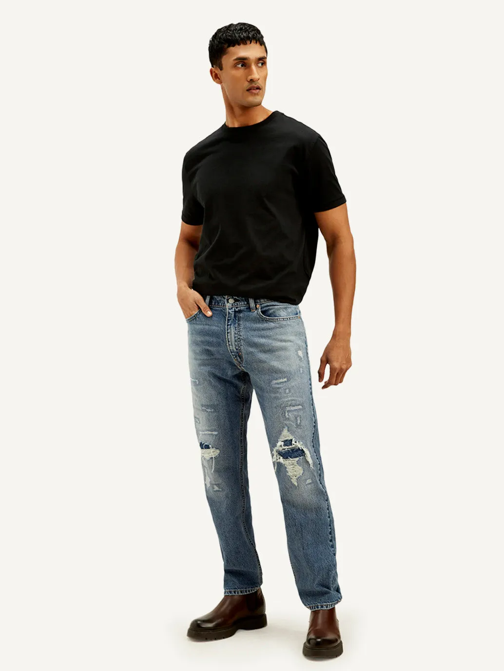 Men's 555 Relaxed Straight Fit Blue Jeans