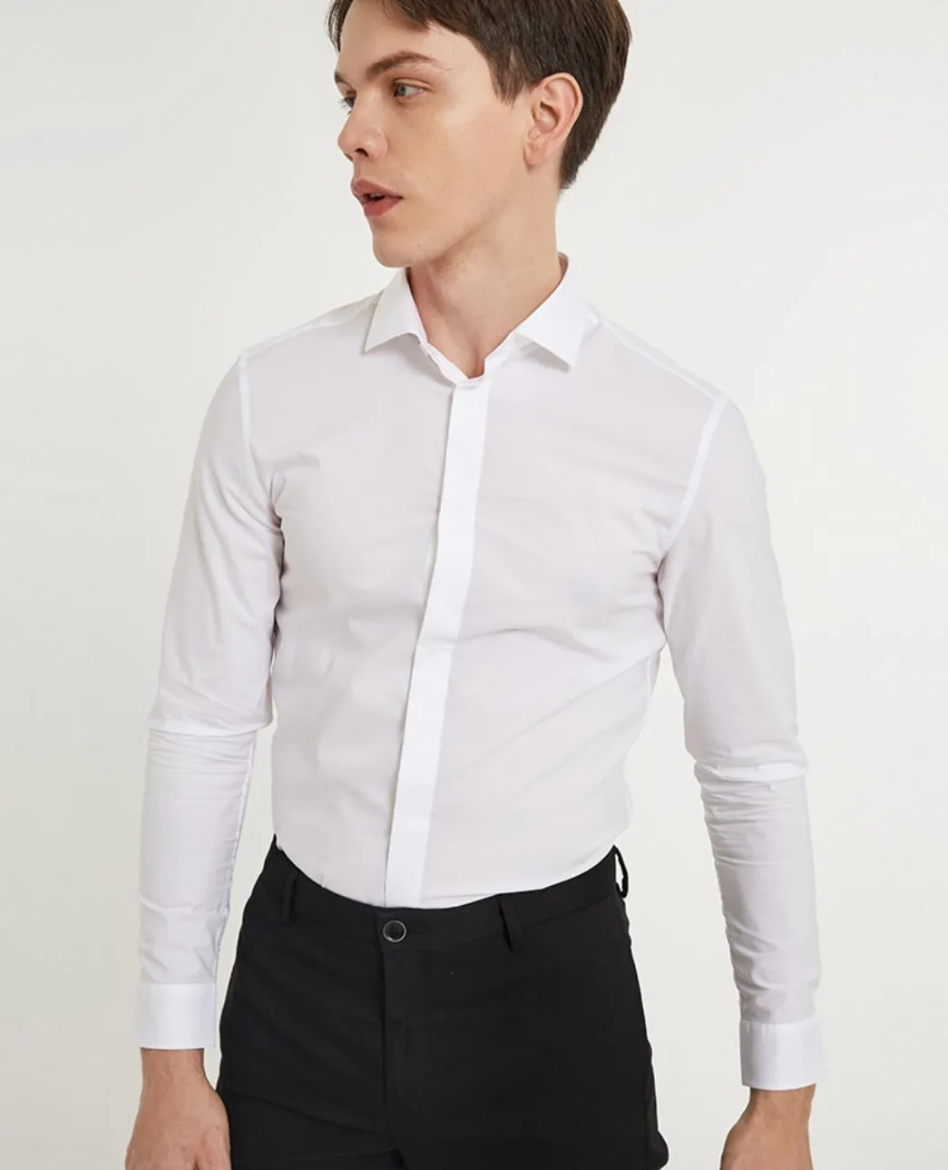 Men's Spring/Summer Slim Fit Lapel Long Sleeve Shirt