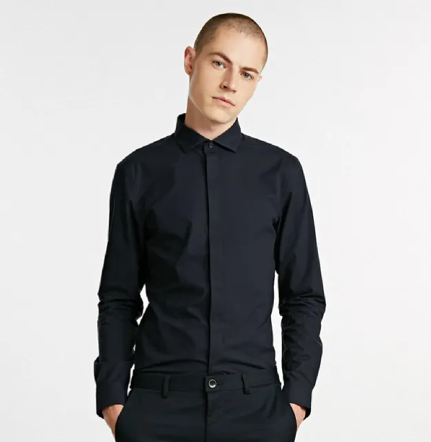 Men's Spring/Summer Slim Fit Lapel Long Sleeve Shirt