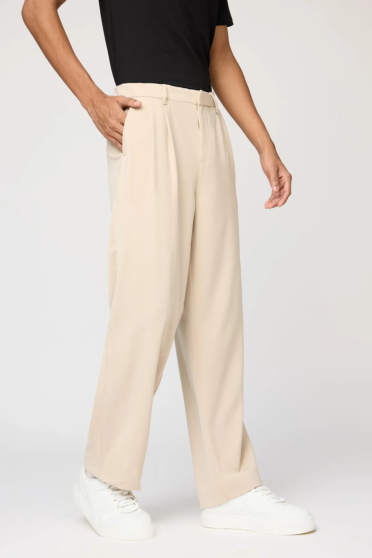 Muted Fawn Men's Pleated Korean Pants